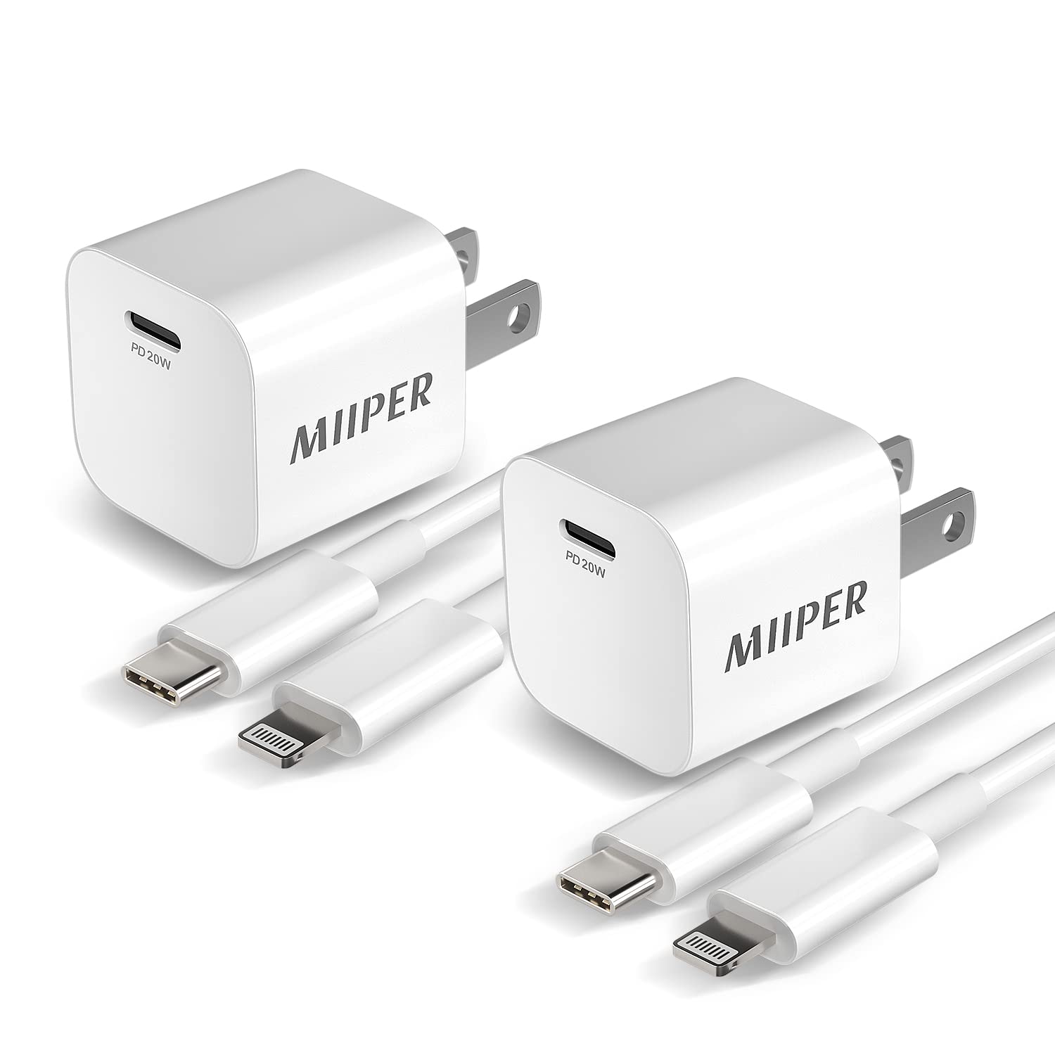 Apple MFi Certified 20W USB C Fast Charger Adapter [2-Pack] with USB-C to Lightning Cable - Compatible with iPhone 13/12/11 Series, iPad & AirPods - Perfect for Home, Office & Travel Charging