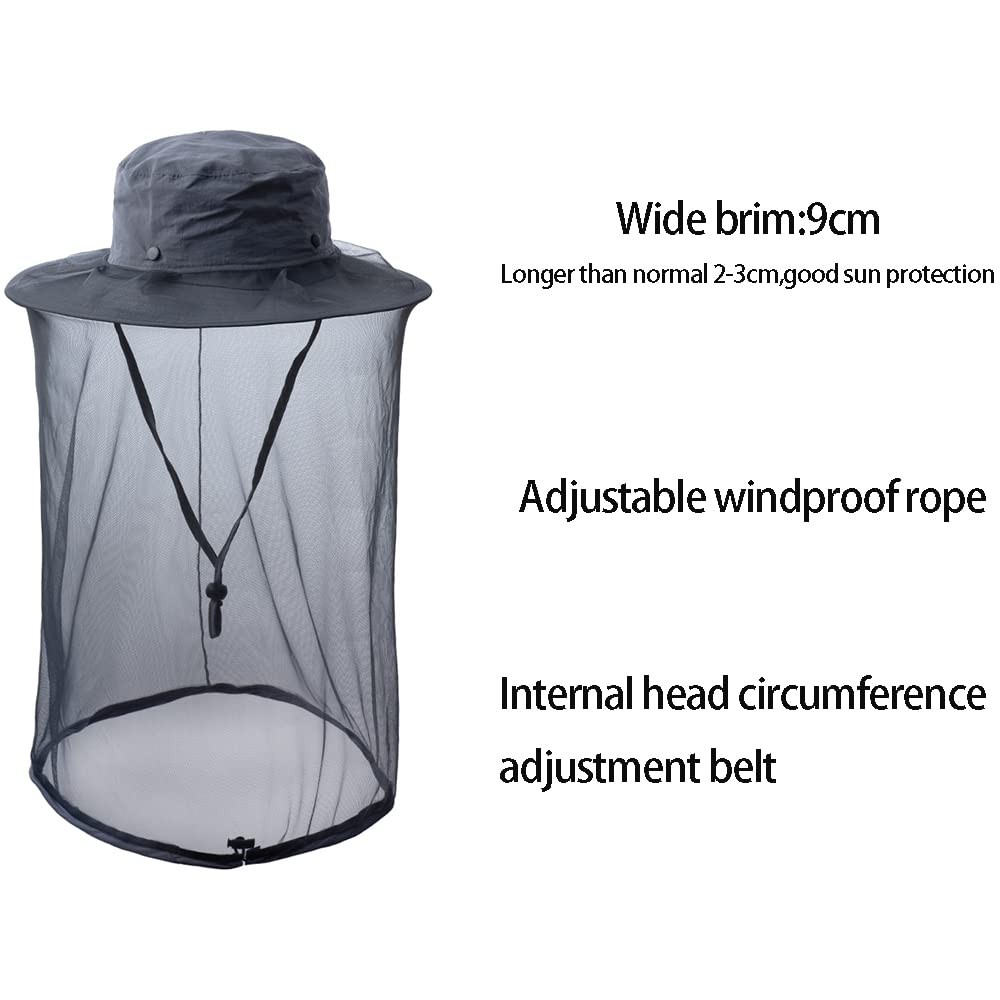Fishing & Weed Eating Hat with Sun Protection & Mosquito Head Net - Outdoor Mesh Hat with Hidden Net for Fishing, Gardening, and Hiking
