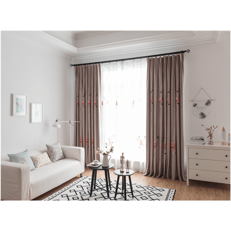 Astor Rideaux Warm Flower Hand Printed Blackout Curtains - Purple | Thermal Insulated Drapes for Bedroom & Living Room | Noise Reducing Window Treatments for Home Decor