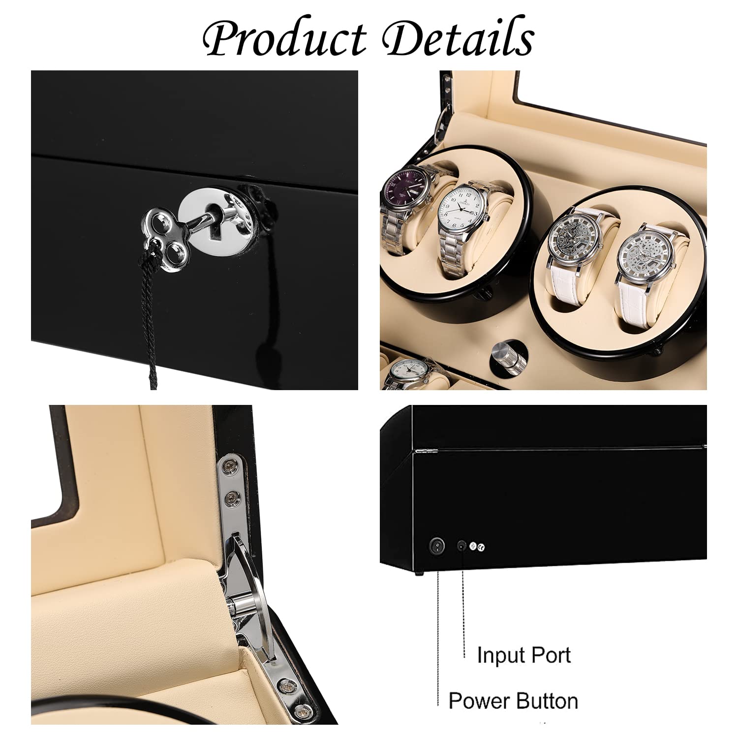 6 Automatic Watch Winder Box with 7 Extra Storage Slots - Quiet Mabuchi Motor - Large Capacity Watch Case for Men & Women - Perfect for Watch Collections, Travel & Display