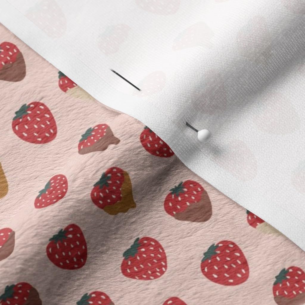 Strawberry Pink Small Scale Printed Minky Fabric by The Yard - Soft Plush Material for Sewing Baby Blankets, Quilt Backing & DIY Projects - Perfect for Nursery Decor, Cuddly Blankets & Crafting