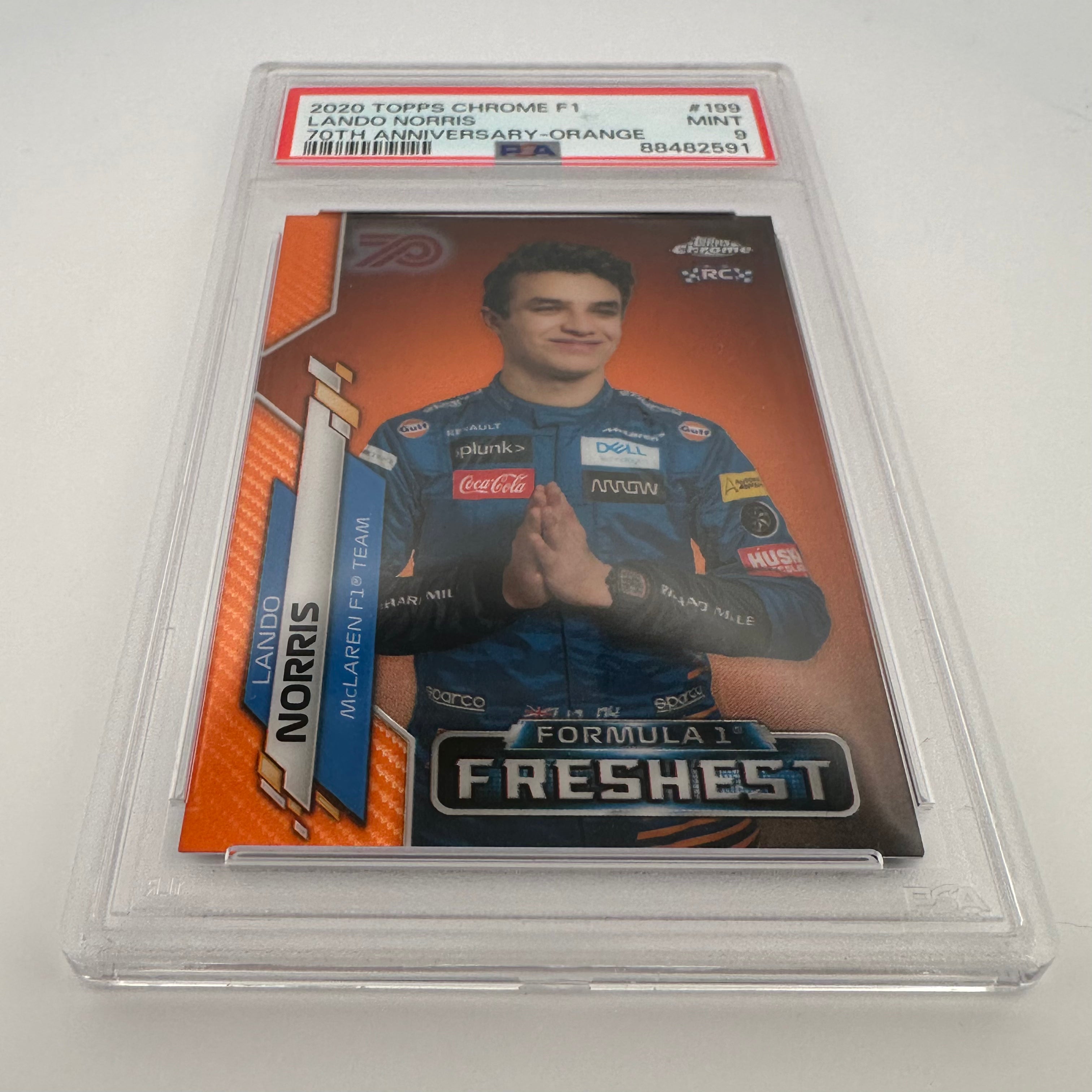 PSA 9 Lando Norris #199 70th Anniversary Orange Rookie Card - F1 Racing Collectible for Fans & Investors - Perfect for Display, Trading, and Memorabilia Collections