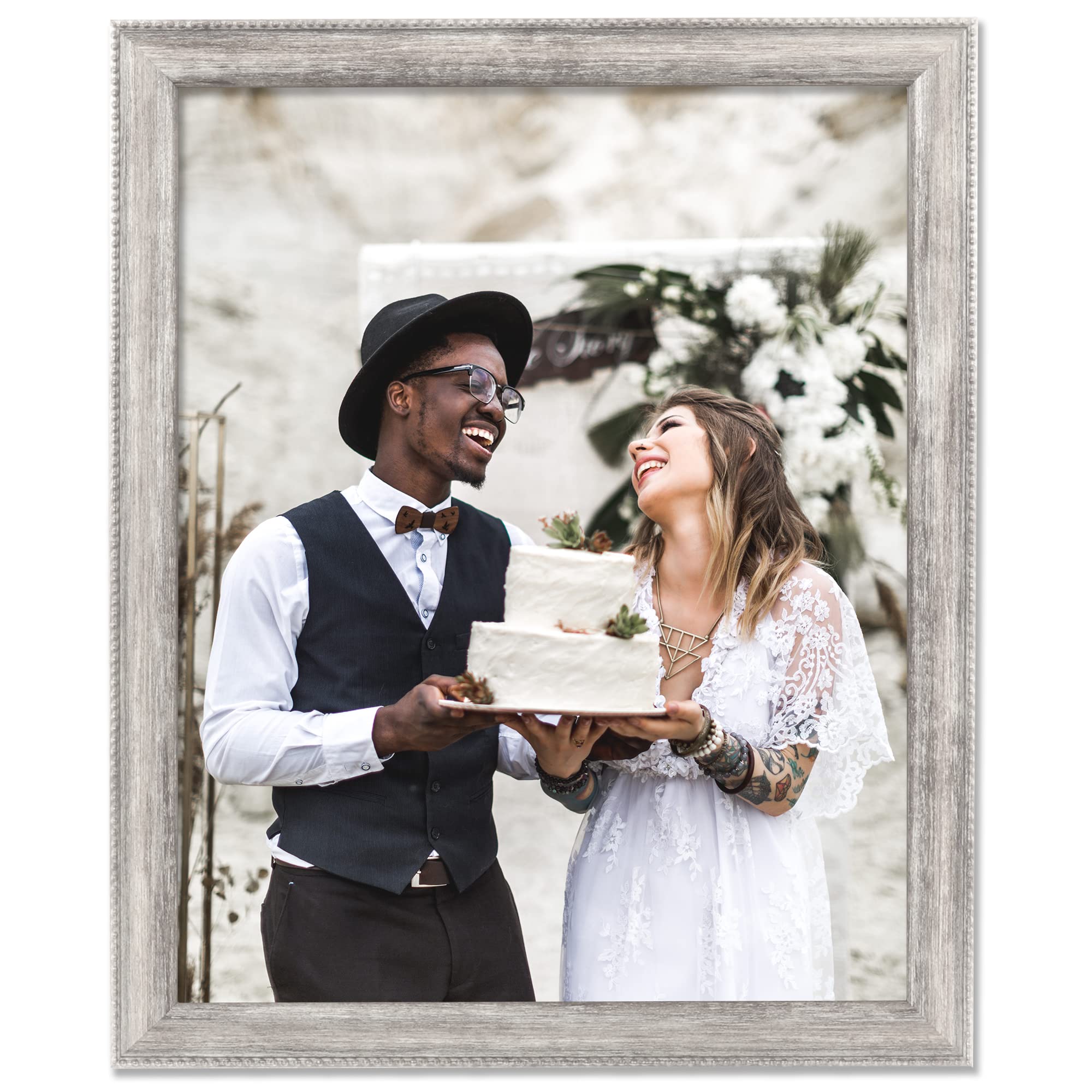 Lawrence Frames Classic Bead Picture Frame 8x10 Inch - Elegant Silver Photo Frame for Wall or Tabletop Display - Perfect for Weddings, Family Photos & Home Decor