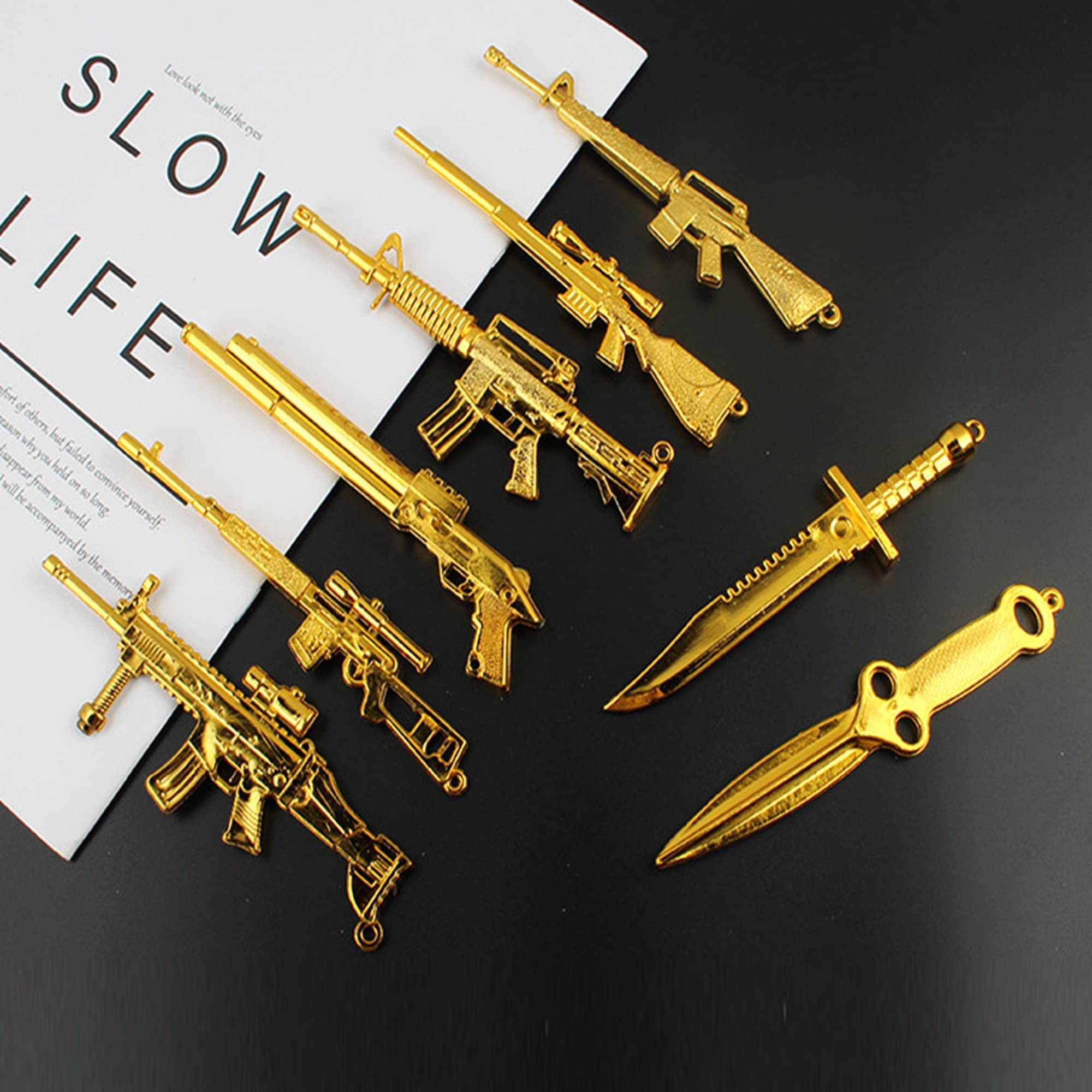 Veteran Day Movie Game Cake Toppers - 10Pcs Guns & Swords for Cupcake Decorations | Party Supplies