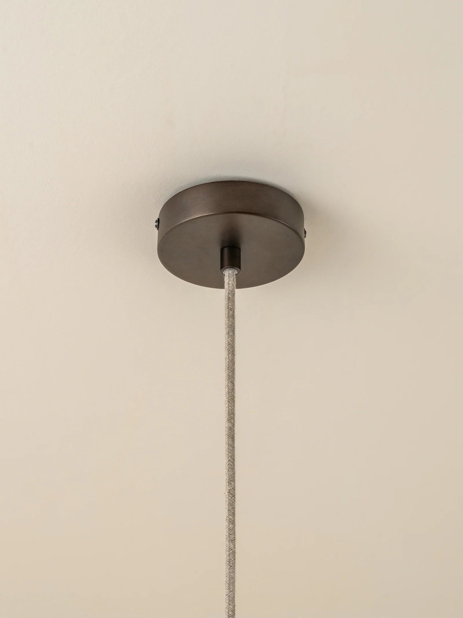 Solara Large Aged Brass & Natural Linen Pendant Light - Vintage Industrial Ceiling Fixture for Dining Room, Kitchen Island or Bedroom Lighting