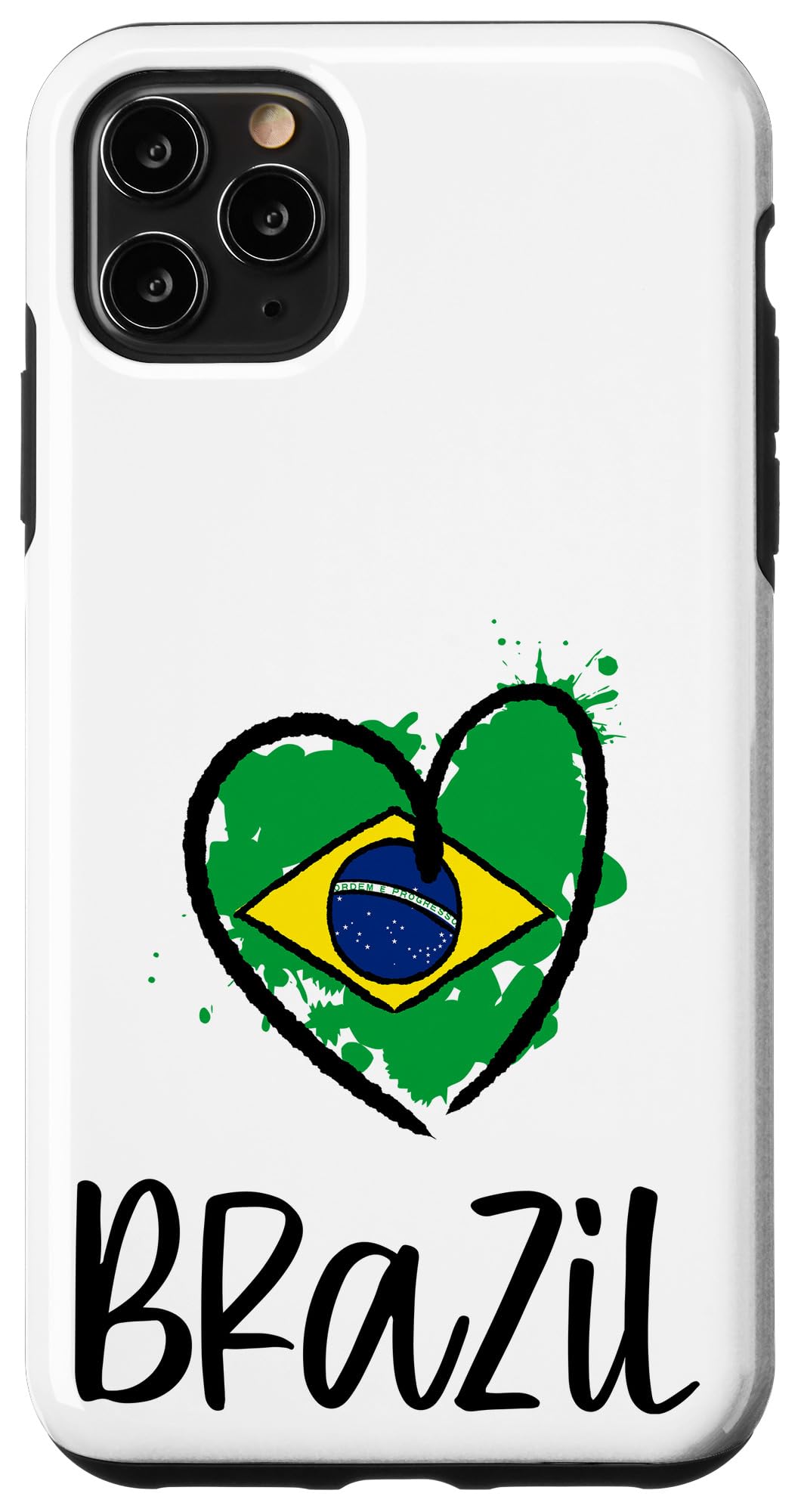 iPhone 11 Pro Max Case - Brazilian Heart Art Kawaii Design Slim Protective Phone Cover for iPhone 11 Pro Max | Perfect Gift for Travel Lovers & Brazil Fans