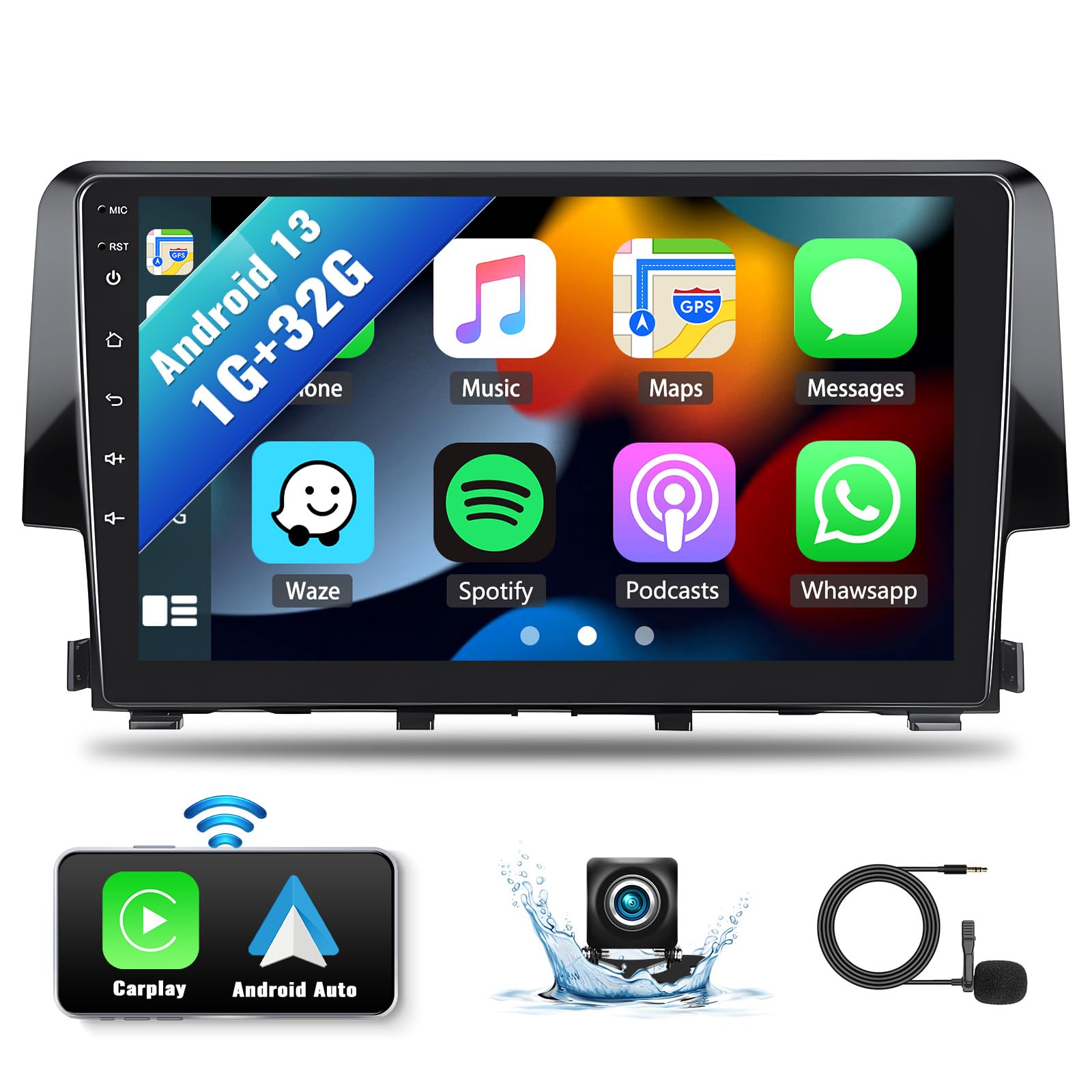 2016-2020 Honda Civic Android 13 Car Stereo with Wireless CarPlay & Android Auto - 9
