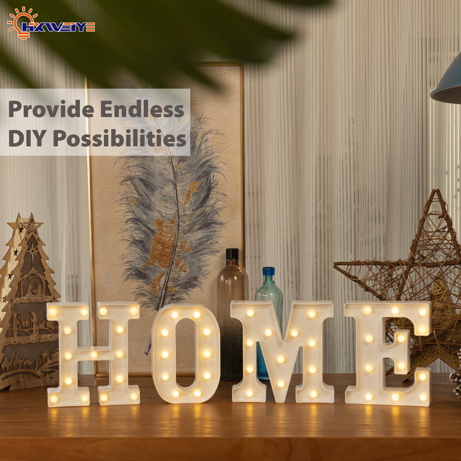 HXWEIYE LED Marquee Letter H - Light Up Alphabet Sign with 26 Letters & 10 Numbers - Battery Powered Party Decor for Birthday, Christmas, Bar - Warm White Lights for Home, Wedding, Holiday Decorations