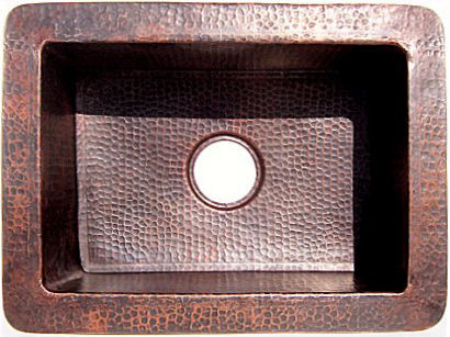 24-Inch Copper Undermount Kitchen Sink Single Basin - Rustic Farmhouse Style for Modern Kitchens | Perfect for Cooking, Washing Dishes & Food Prep