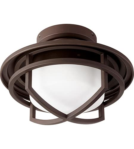 Quorum 1904-86 Windmill Ceiling Fan Light Kit - Damp Rated Indoor/Outdoor Use - Single Bulb Closed Cage Design in Oiled Bronze Finish - Includes LED Bulb - Perfect for Porches, Patios & Sunrooms