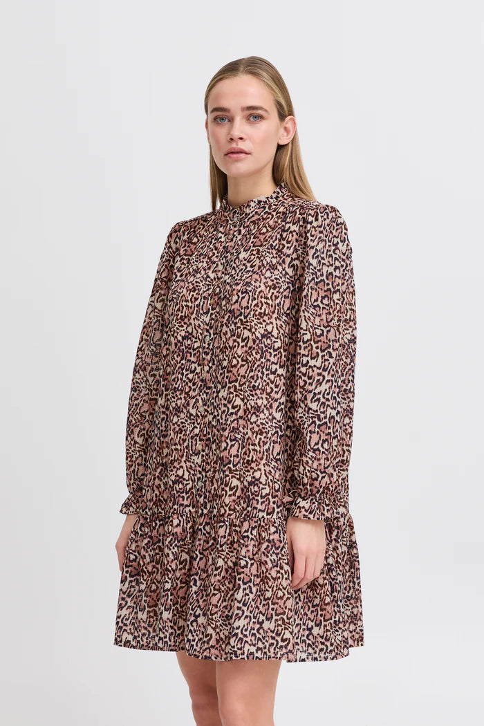 Fashionable Leopard Print Long Sleeve Mini Dress for Women - Party, Date Night & Casual Wear