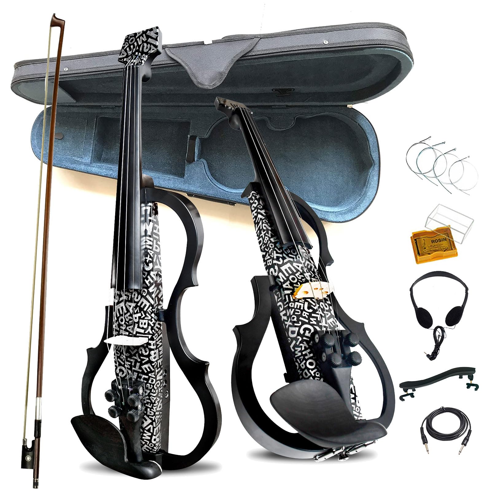 Premium Carbon Fiber Electric Violin Full Size 4/4 - Professional Silent Electric Violin for Adults & Teens with Pro Pickup - ZNDS-2304 | Perfect for Stage Performances, Practice & Recording Studios