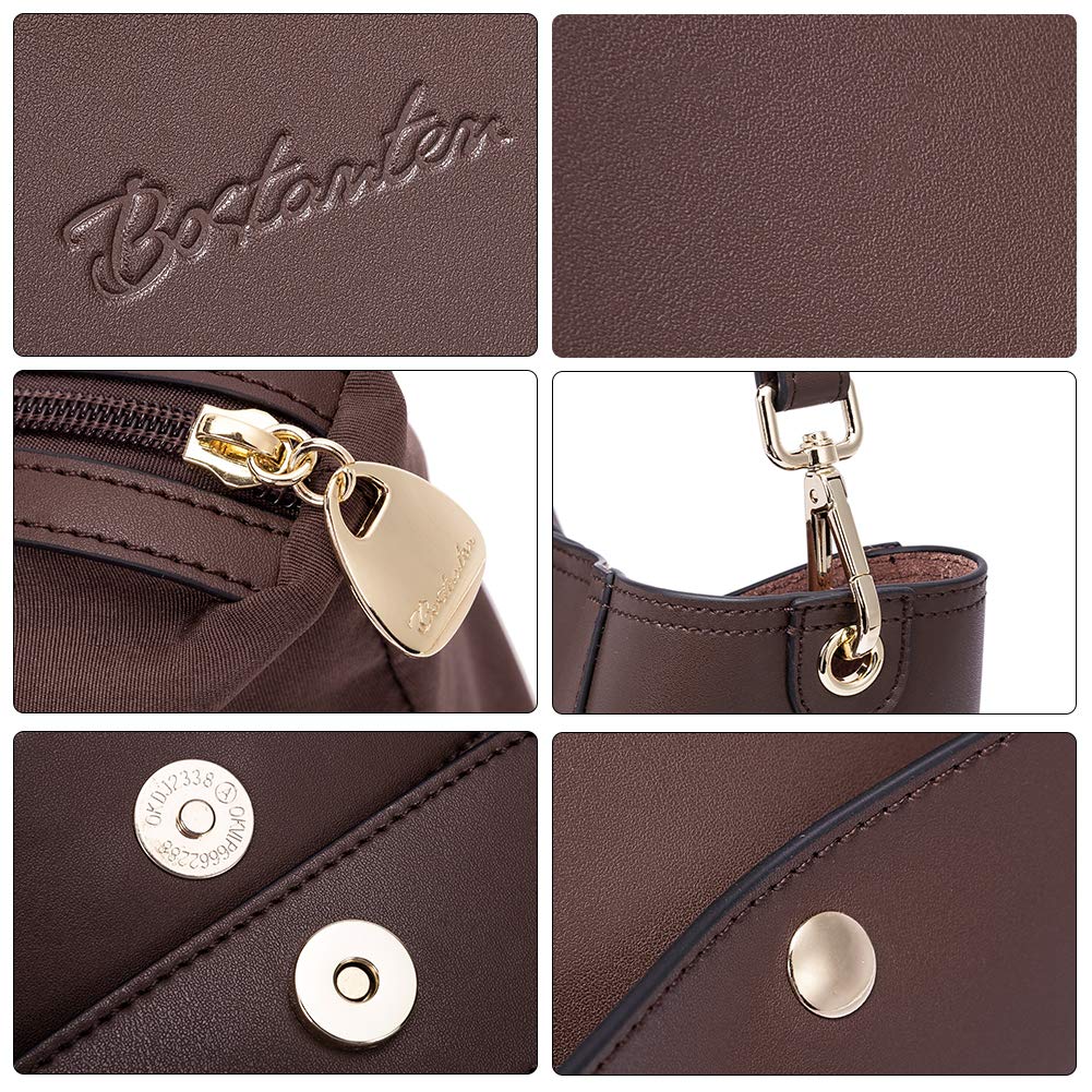 BOSTANTEN Women's Leather Designer Handbags - Stylish Tote Purses & Shoulder Bucket Bags for Work, Travel & Everyday Use