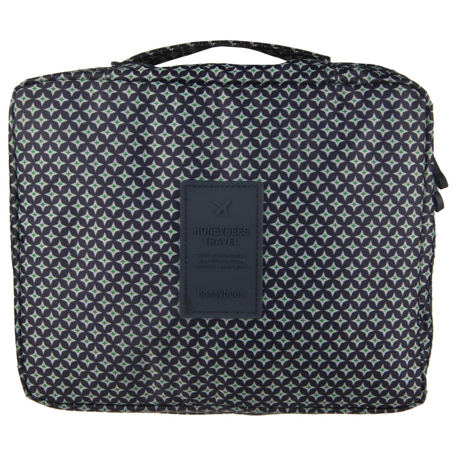 Multipurpose Travel Cosmetic Pouch - Waterproof Makeup Bag with Stars Print for Women | Perfect for Toiletries, Jewelry & Travel Essentials (Navy Blue)