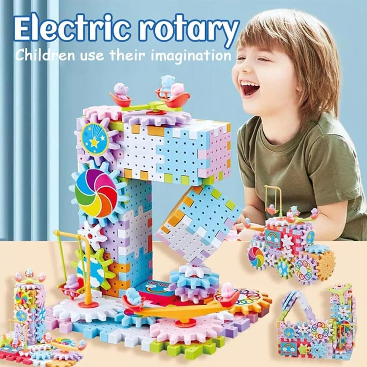 STEM Educational Electric Gears Building Blocks Toy Kit (263PCS) - DIY Rotating Mechanical Gears Construction Set for Kids - Perfect for Classroom STEM Learning, Home Play & Creative Engineering Projects