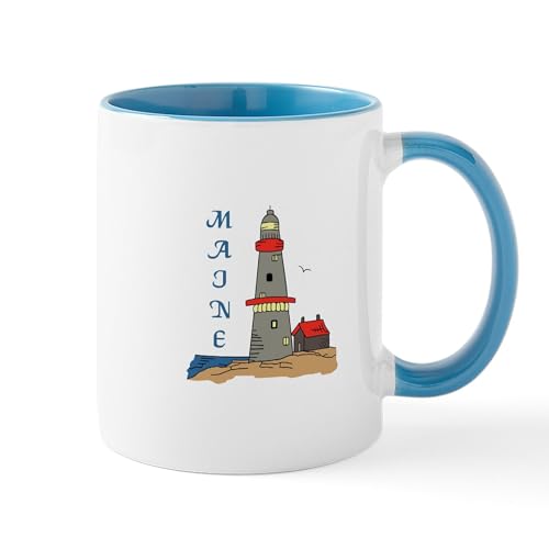 White/Blue Inside - MAINE LIGHTHOUSE Mugs