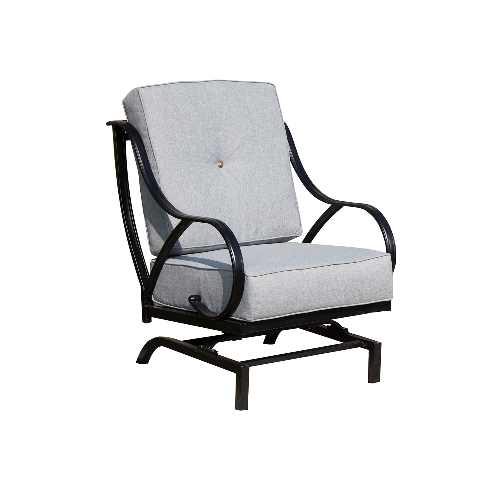 Festival Depot 1 Patio Dining Chair with Thick Cushions - Sturdy Metal Frame Outdoor Furniture for Bistro, Deck, Garden - Comfortable Grey Seating (B-PF19110-G-new) - Perfect for Outdoor Dining, Lounging, and Entertaining