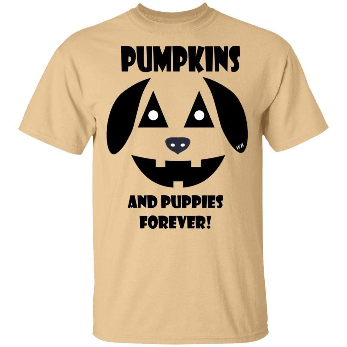 WineyBitches.Co Pumpkins And Puppies Forever Halloween Cotton T-Shirt - Cute Fall Graphic Tee for Women, Halloween Party Outfit, Dog Lover Gift