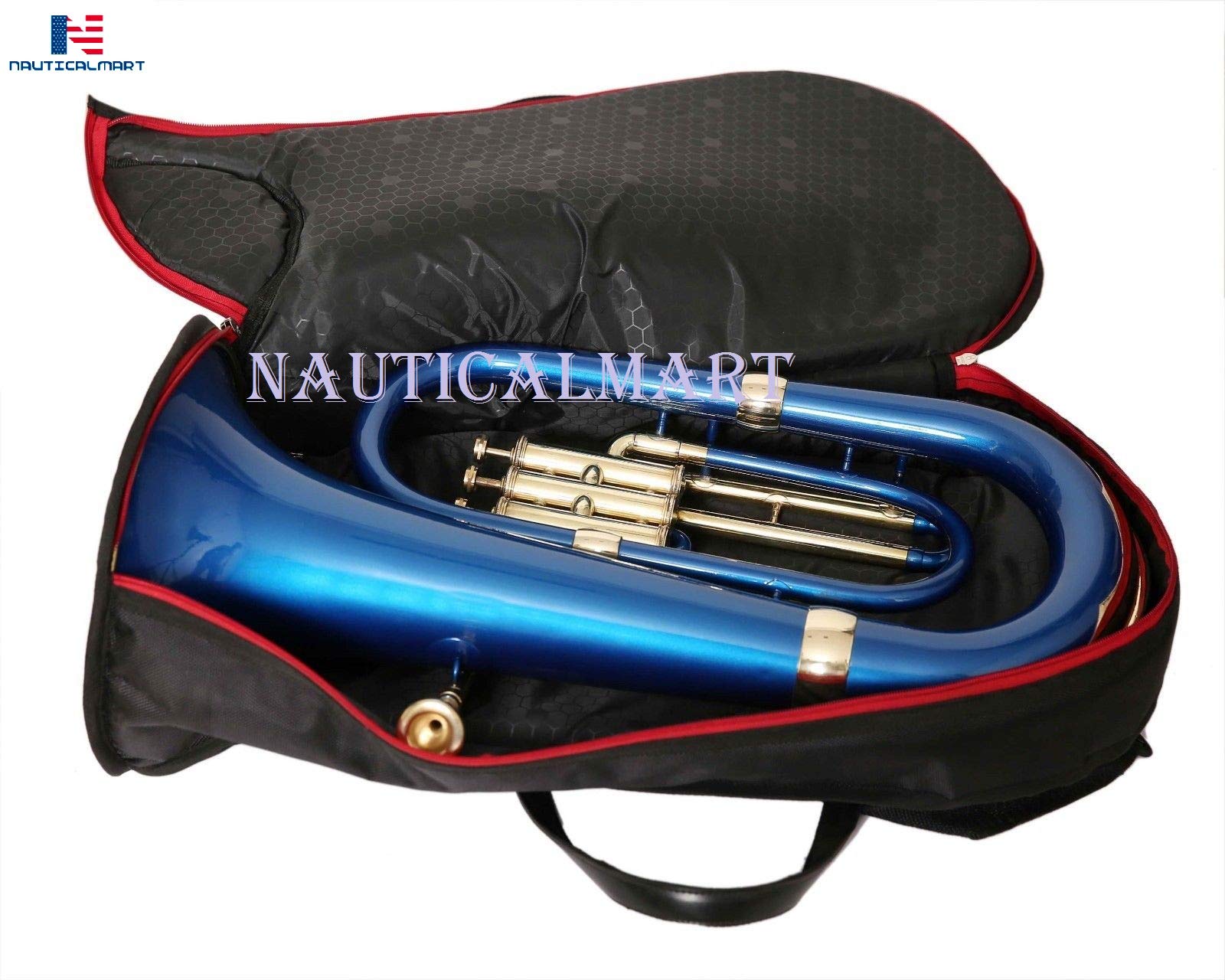 Professional Brass Bb Euphonium 3 Valve - Blue Lacquer Finish Musical Instrument for Beginners & Students | Perfect for Marching Bands, School Performances & Gift Giving