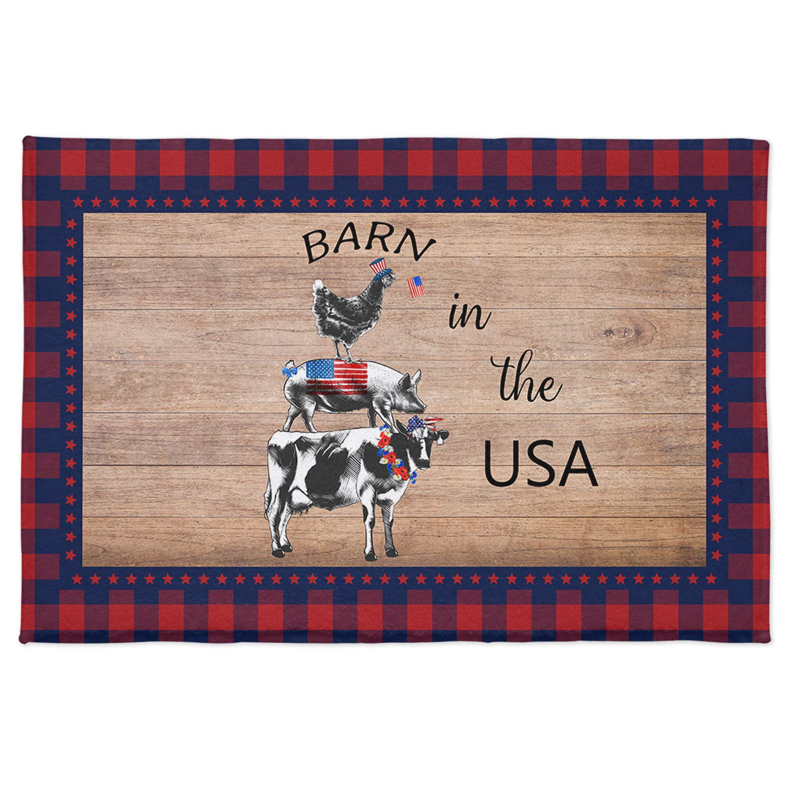 DecorLovee 4th of July Patriotic Furry Door Mat - 20