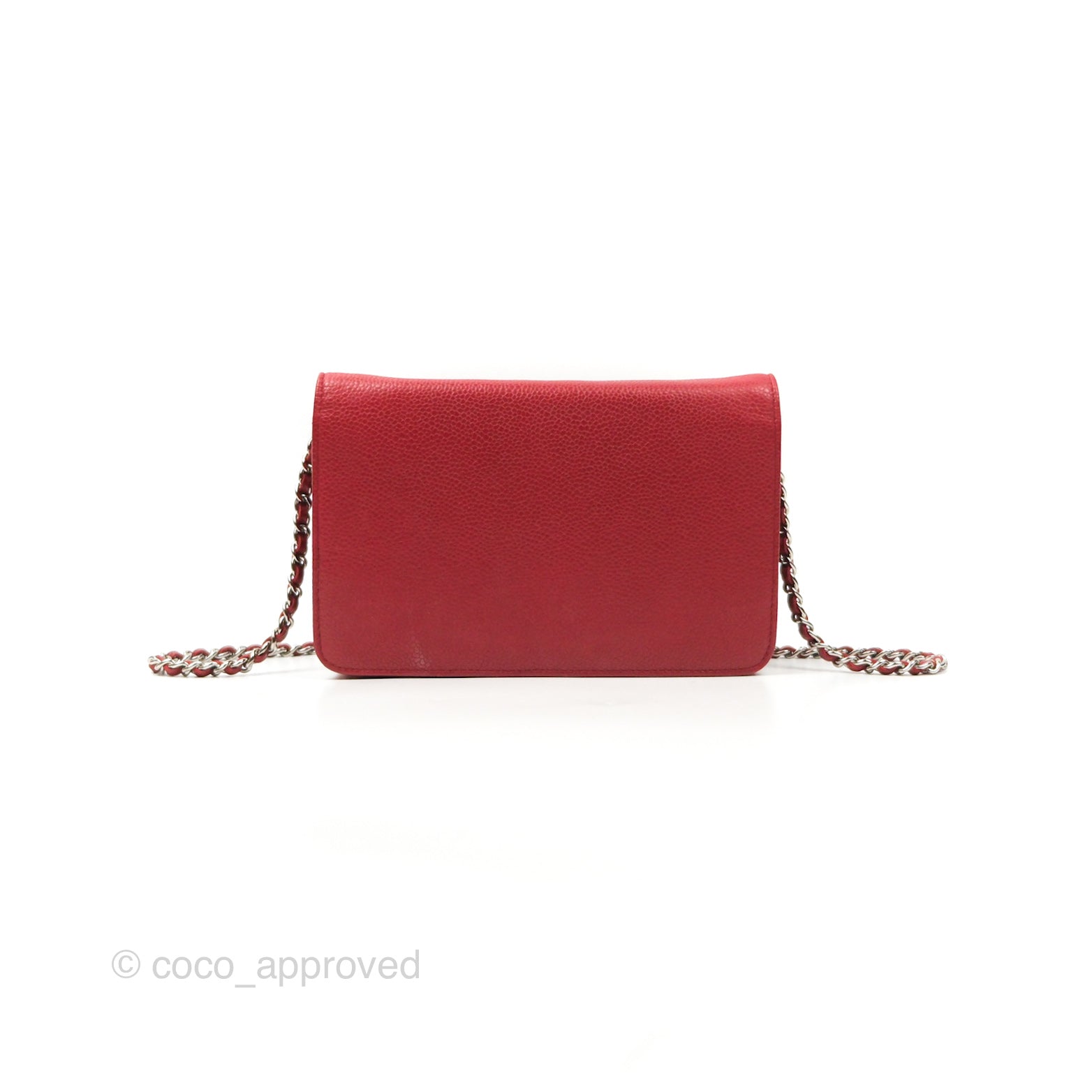 Chanel CC Wallet On Chain WOC Crossbody Bag - Red Caviar Leather with Silver Hardware | Perfect for Evening Events, Parties & Date Nights