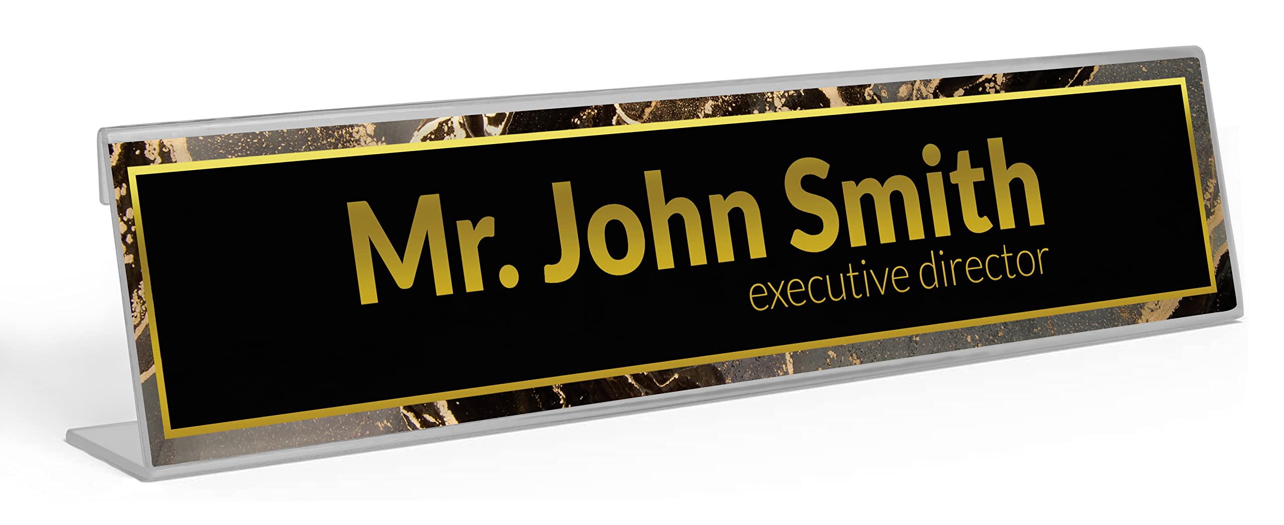 Personalized Marble Acrylic Desk Name Plate - Custom Office Name Sign 2x8 Inches - Perfect for Executive Desks, Reception Areas & Home Office Decor