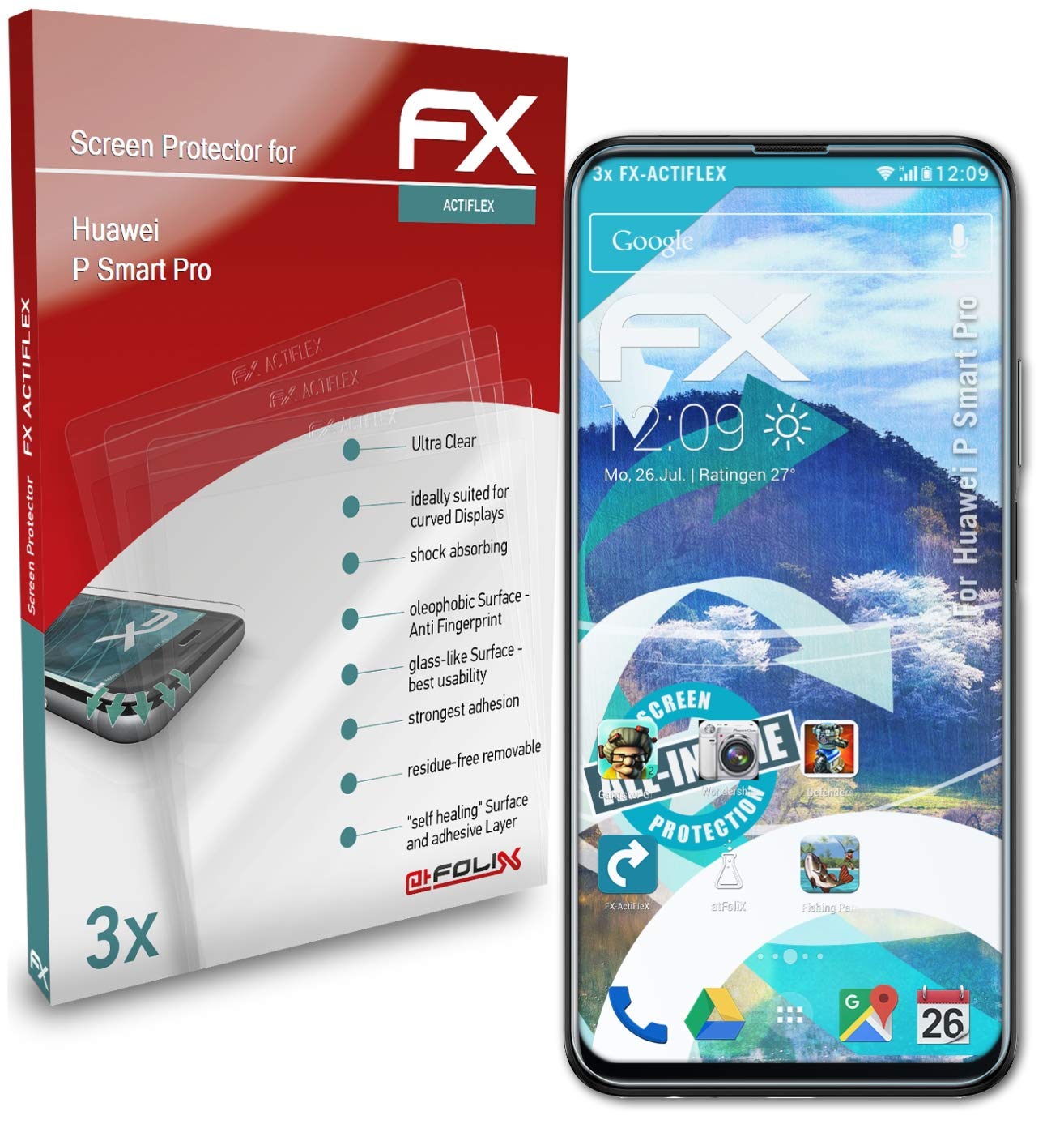 Huawei P Smart Pro Screen Protector - Ultra Clear Flexible Film (3-Pack) for Scratch & Impact Protection - Perfect for Work, Travel & Daily Use