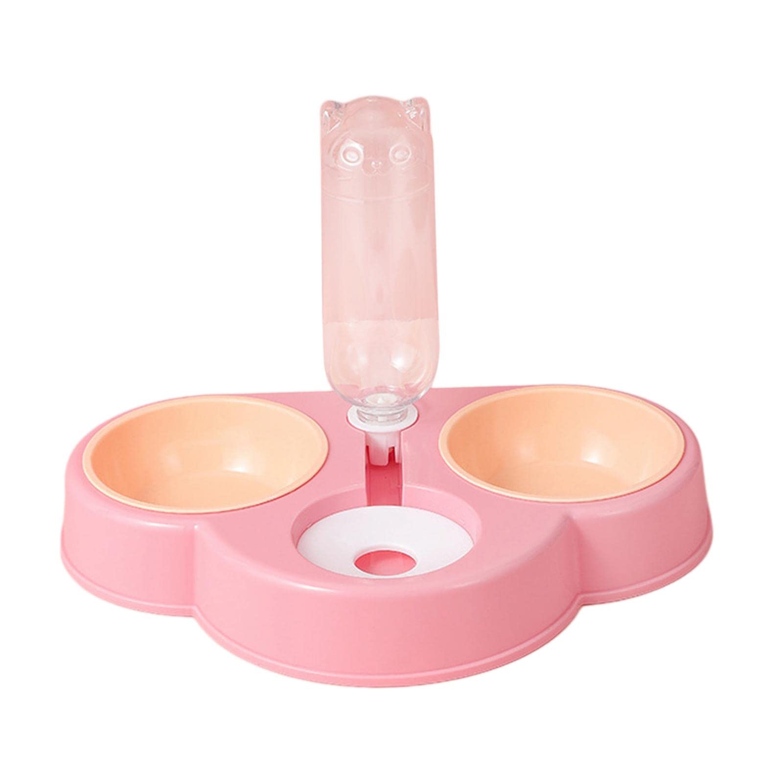 Automatic Dual Bowl Pet Feeder - Portable Food & Water Dispenser for Dogs & Cats, Pink - Perfect for Travel, Home & Office Use