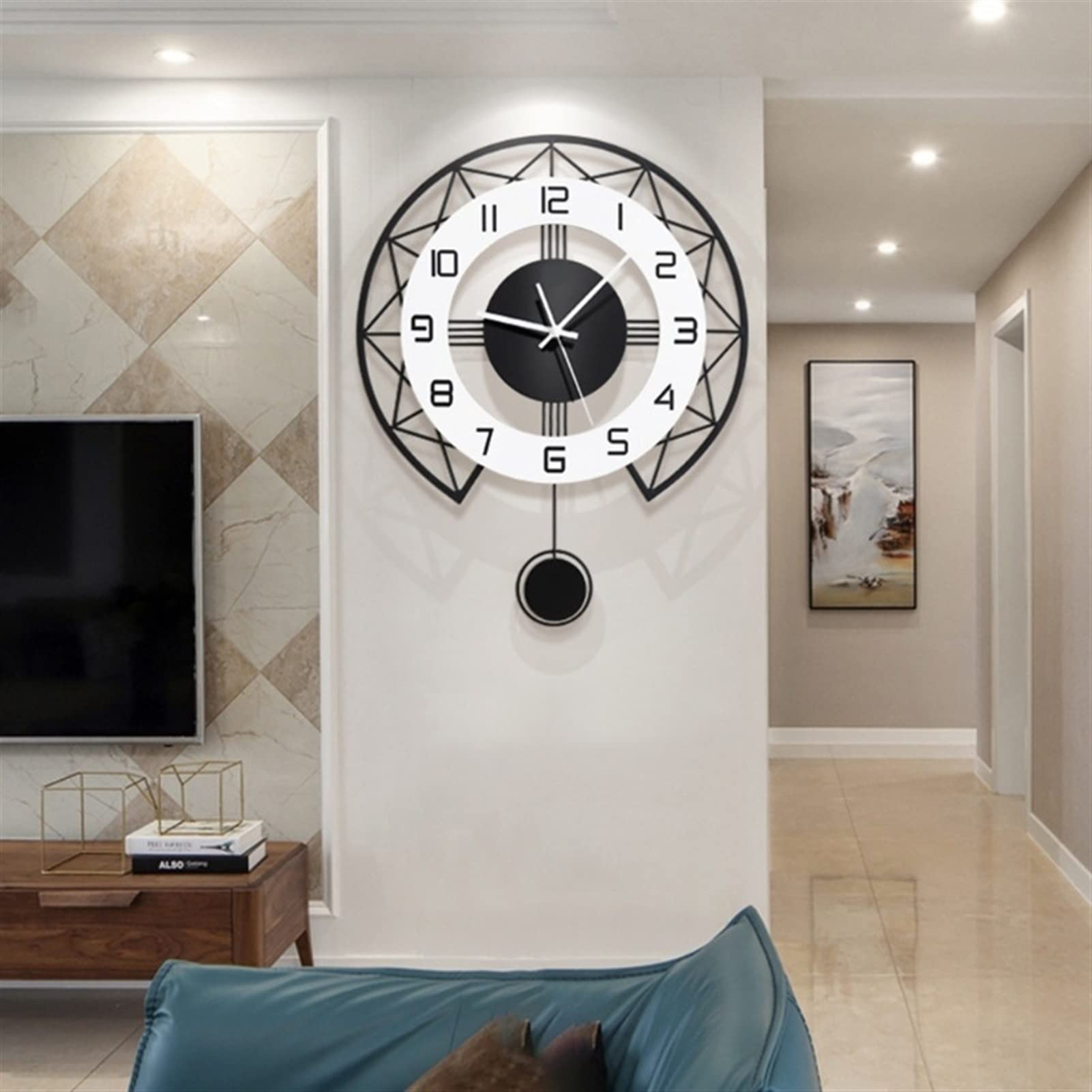Modern Silent Quartz Wall Clock - Elegant Home Decor for Living Room, Bedroom & Office | Battery Operated, Noiseless Design with Pendulum | Perfect for Gifts, Home Styling & Interior Design