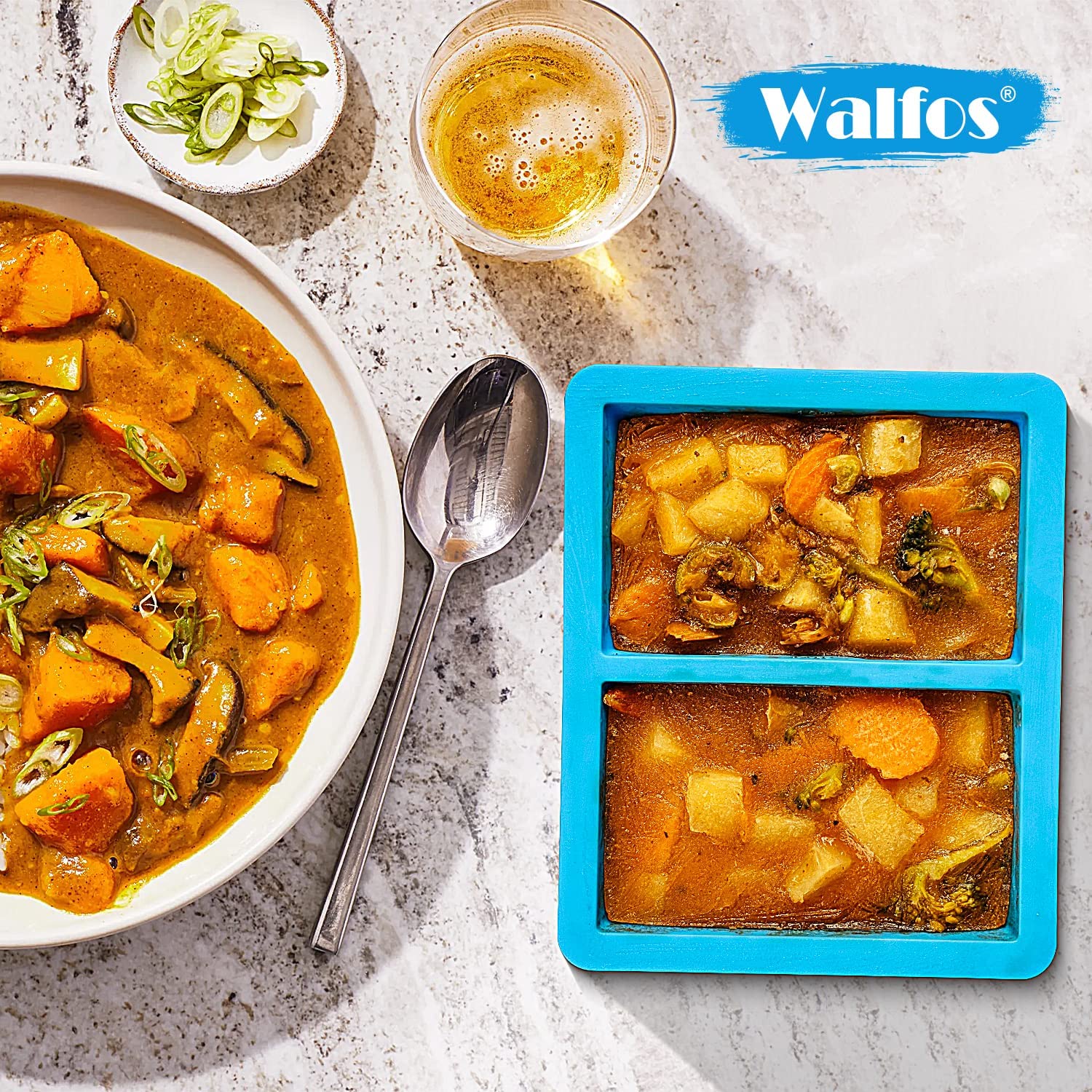 Walfos 4-Piece Extra Large Silicone Soup Freezer Containers with Lids - 1-Cup Capacity for Storing Soup, Broth, Sauce & Ice - BPA-Free Freezing Trays Perfect for Meal Prep, Leftovers & Batch Cooking