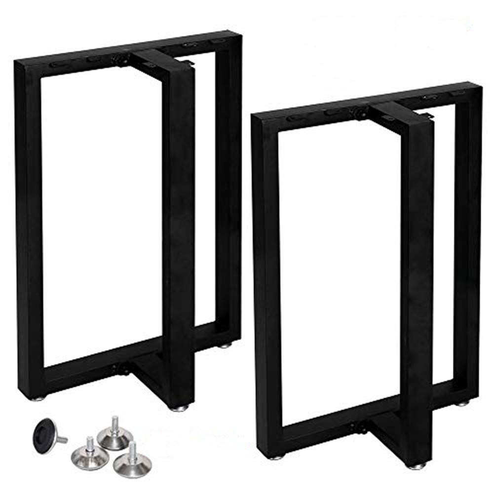 Heavy Duty 28 Inch T-Shaped Metal Table Legs Set of 2 - Industrial Black Desk Legs for Dining Table, Workbench & Office Furniture (28