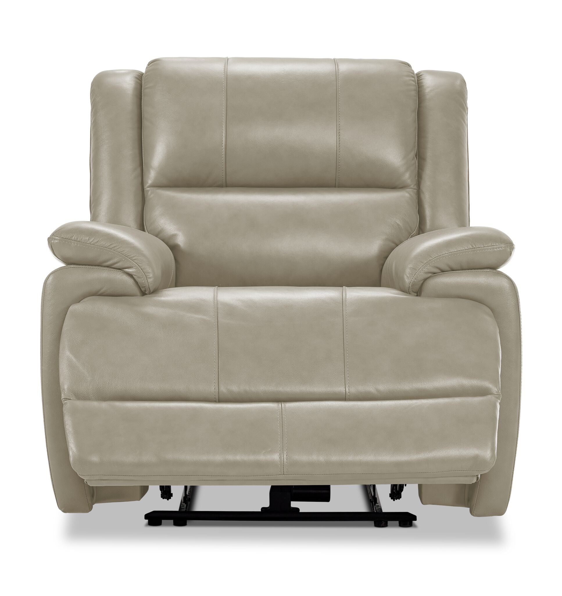 Allie Leather Dual Power Recliner Chair with Massage & Heat - Fog Gray - Perfect for Living Room, Home Theater & Office Relaxation