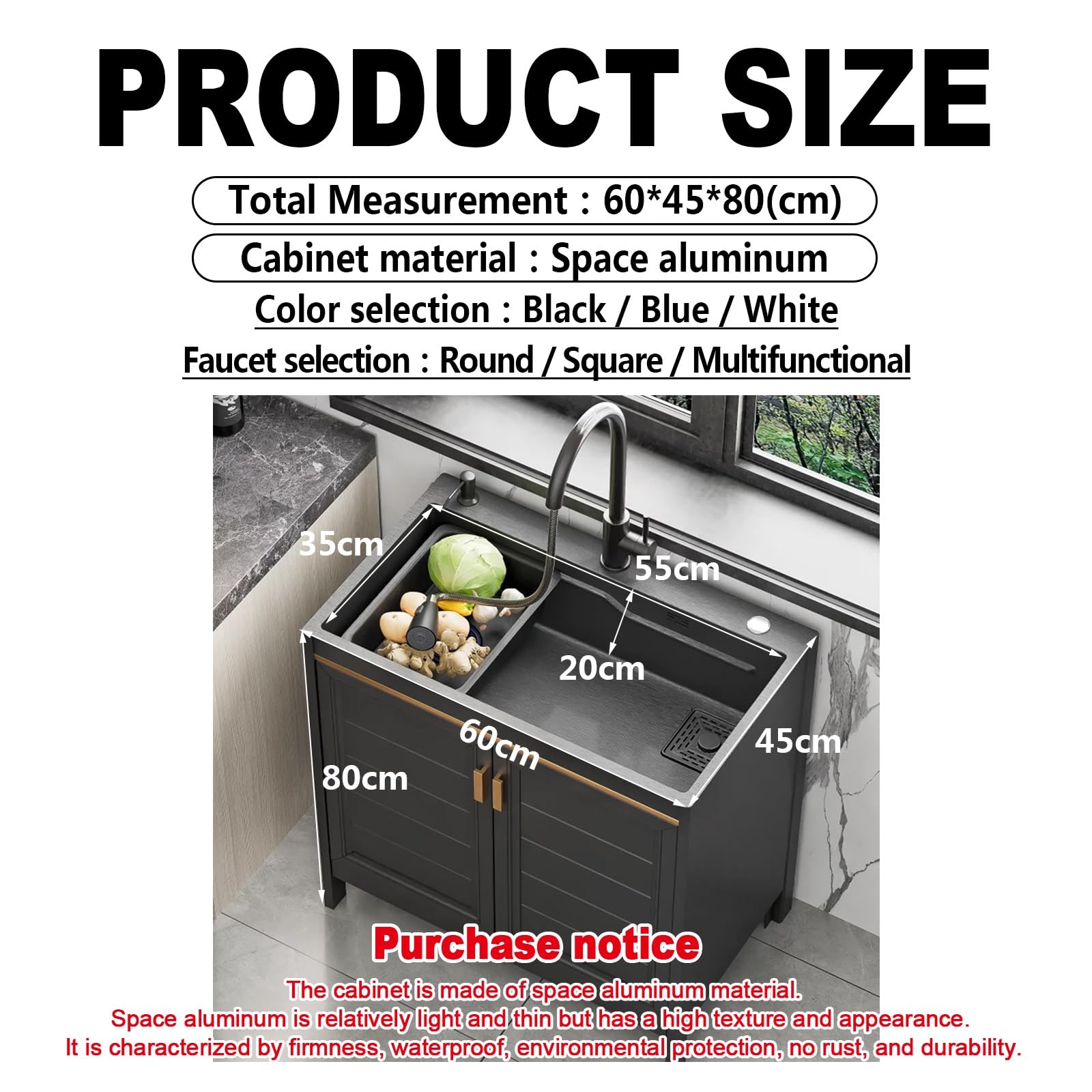 Stainless Steel Utility Sink with Cabinet - Commercial Grade 1-Compartment Kitchen/Laundry Sink for Garage, Workshop & Pet Washing Station | Durable Freestanding Design with Faucet | Blue Multi-Functional Sink for Industrial & Home Use