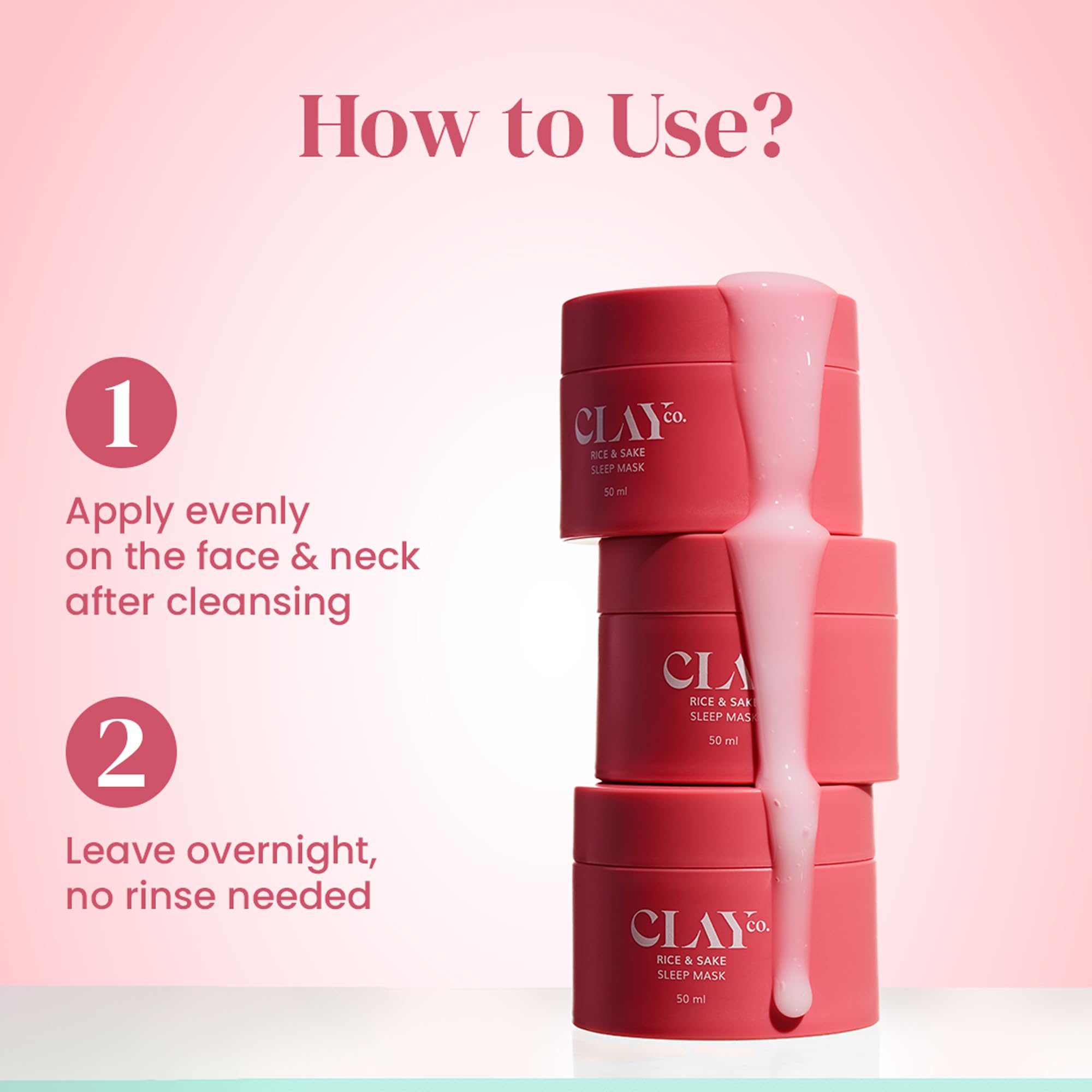 Clayco. Rice & Sake Sleep Mask 50ml - Hydrating Night Face Mask for Glowing Skin & Glass Skin Effect | Japanese Skincare Routine | Sulphate Free & Vegan | Perfect for Nighttime Skincare & Relaxation