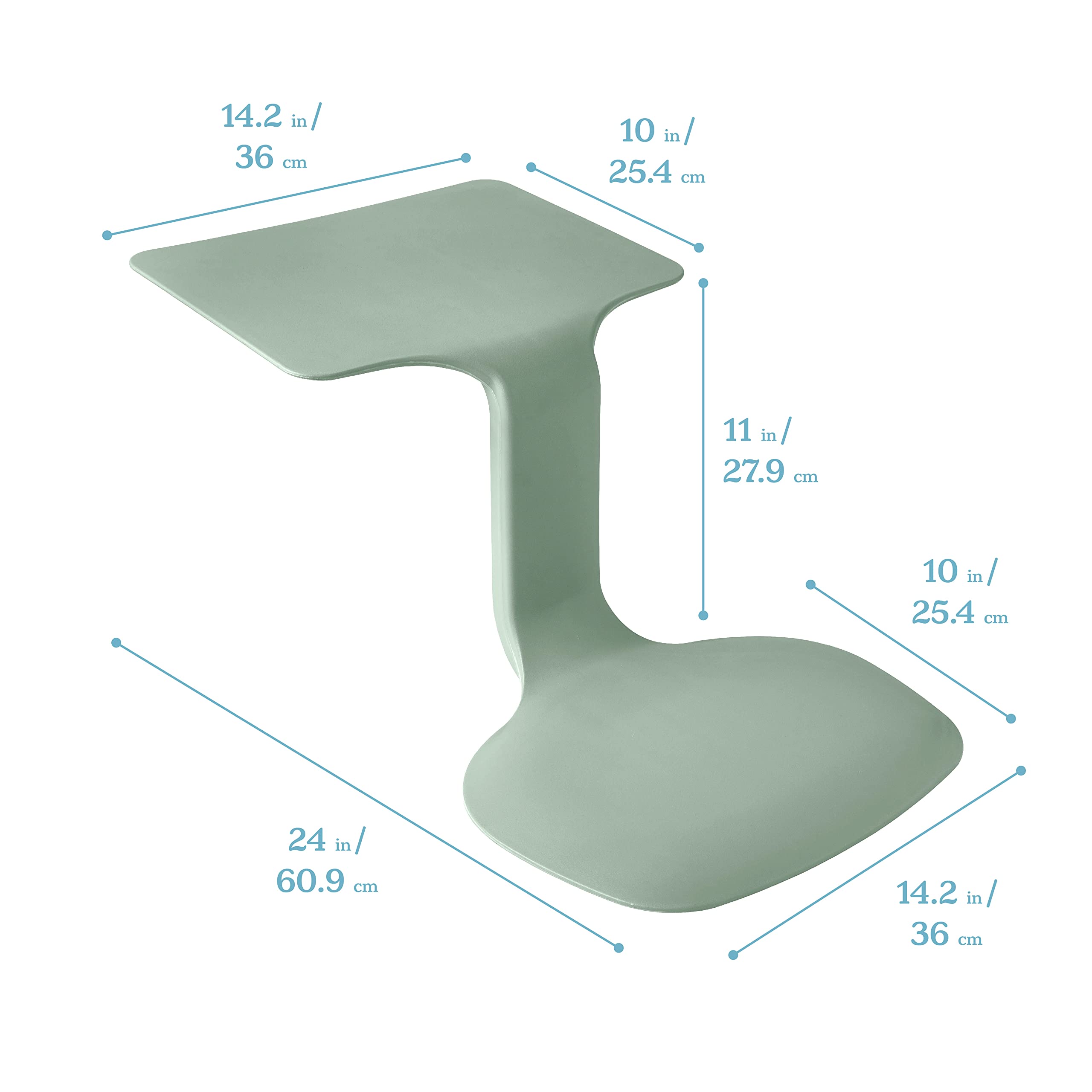 ECR4Kids The Surf Portable Lap Desk for Kids - Lightweight & Adjustable Study Table for Home, School, or Travel - Flexible Seating Classroom Furniture in Sage Green