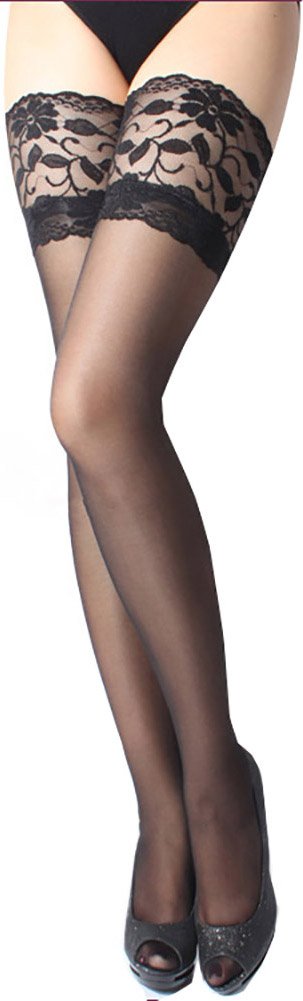 ONEFIT Sexy Women's Lace Top Thigh High Stockings - Sheer Pantyhose with Lace Band for Valentine's Day, Cosplay & Special Occasions