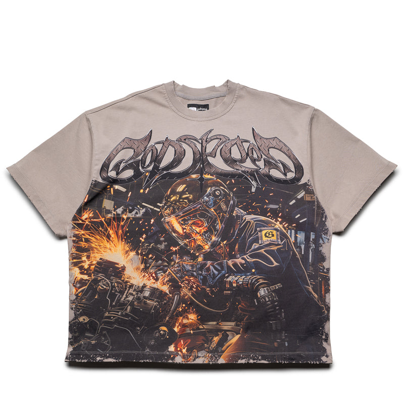 Godspeed New York Premium Steel Sharpens Steel Graphic T-Shirt - Clay Grey | Stylish Streetwear for Men | Perfect for Casual Outings & Gym Wear