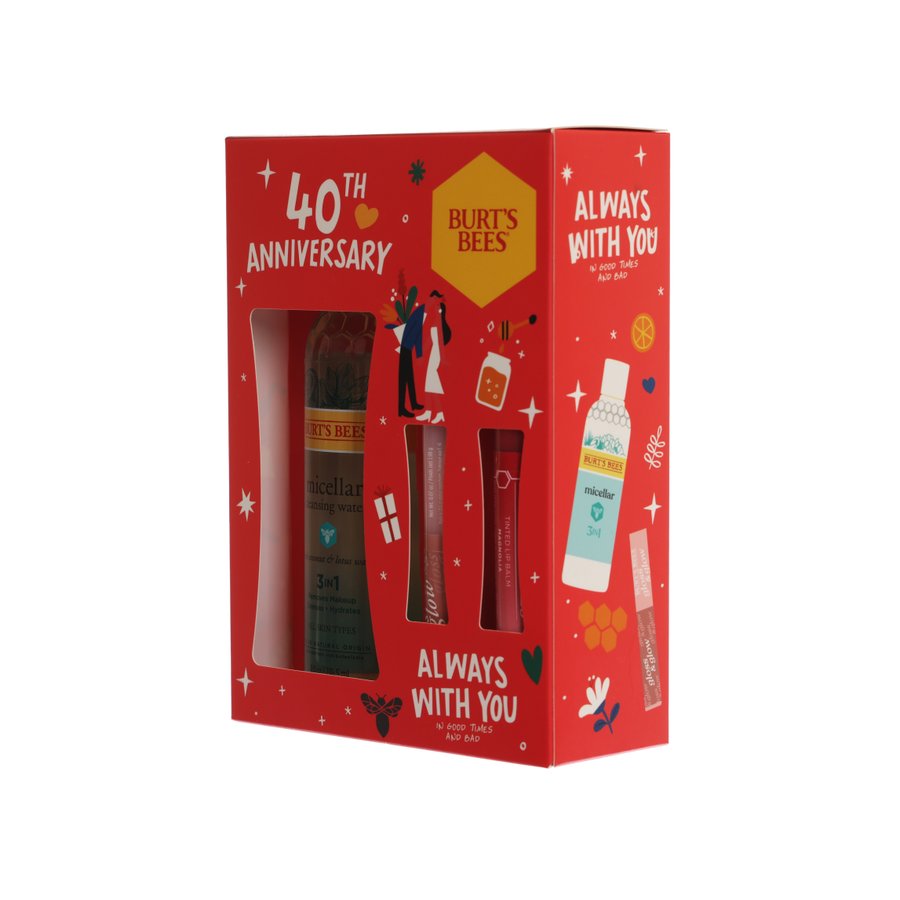 Burt's Bees Glow & Kiss Gift Set - Micellar Cleansing Water with Coconut & Lotus, Glossy Lip Balm, Chai Time Lip Balm & Magnolia Lip Balm - Perfect for Travel, Daily Skincare & Lip Care Routine
