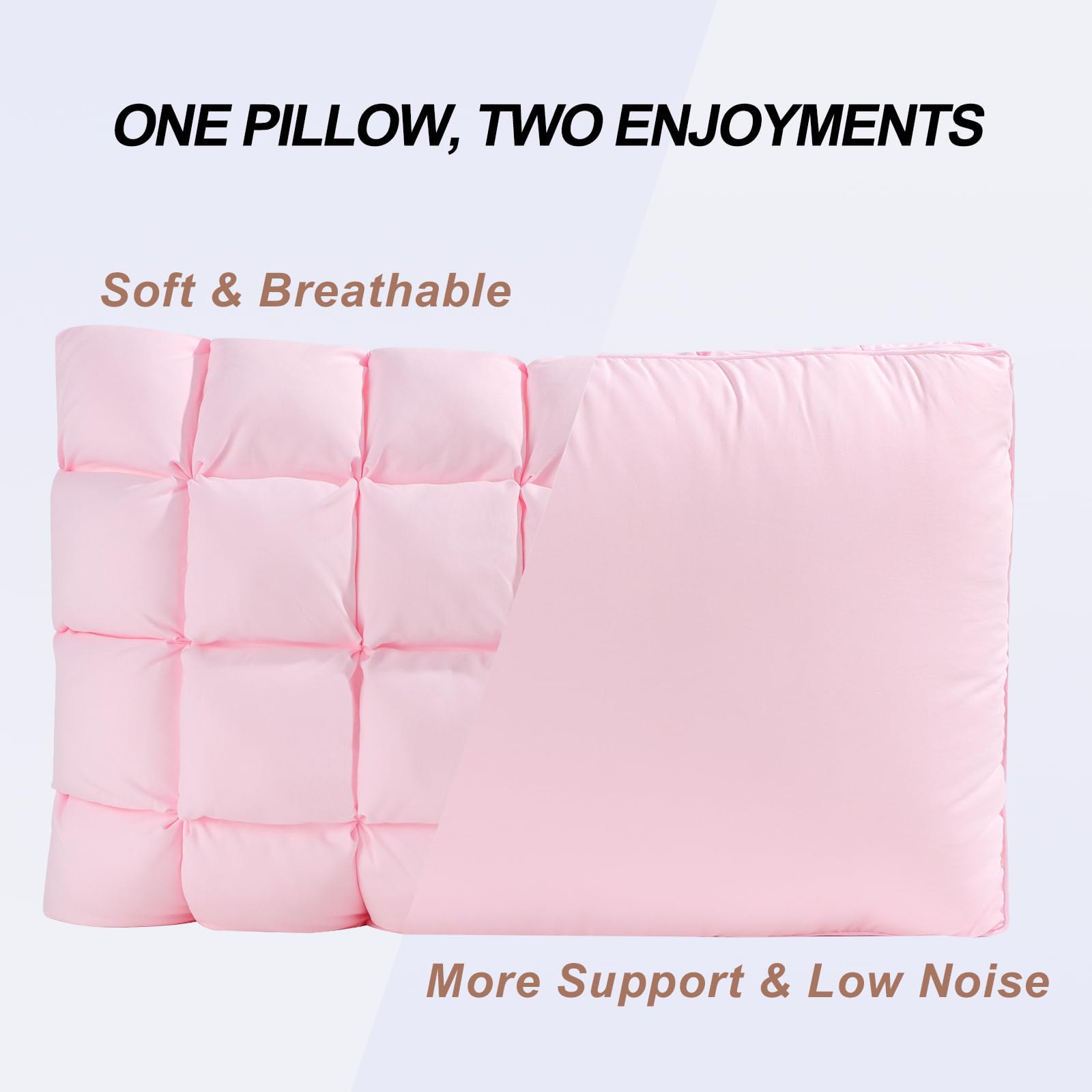 YOUR MOON Soft Sleeping Pillows - Queen Size Down Alternative Bed Pillow with Gel Cooling Technology for Side Sleepers | Luxury Hotel Quality Fluffy Pillow (Pink) - Perfect for Back Pain Relief & Comfortable Night Sleep