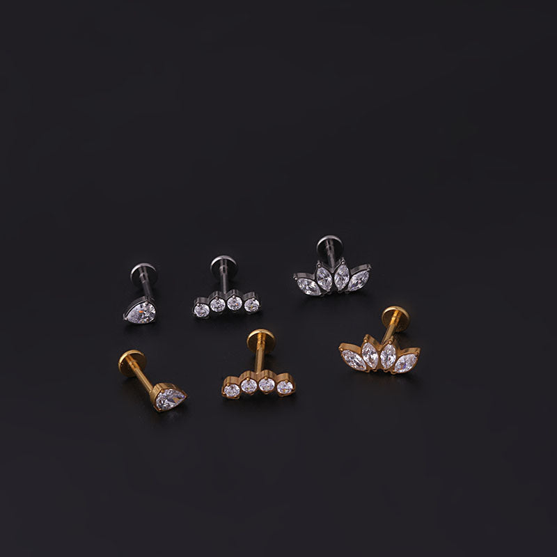 Titanium Gold Bezel Flat Back Sleeper Earrings for Women | Hypoallergenic Stud Earrings for Sensitive Ears | Perfect for Everyday Wear, Gifts, and Special Occasions