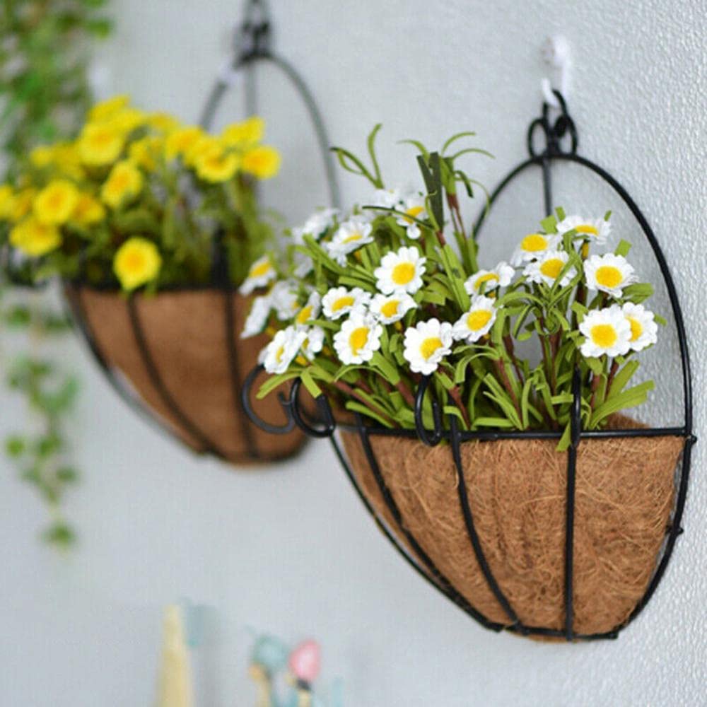 2pcs Thick Coco Coir Liners for Hanging Baskets - 10 Inch Semicircle Coconut Fiber Plant Basket Liners, Insulating Flower Pot Basket Coconut Mat for Indoor/Outdoor Garden Decoration | Perfect for Ferns, Orchids & Hanging Flower Arrangements