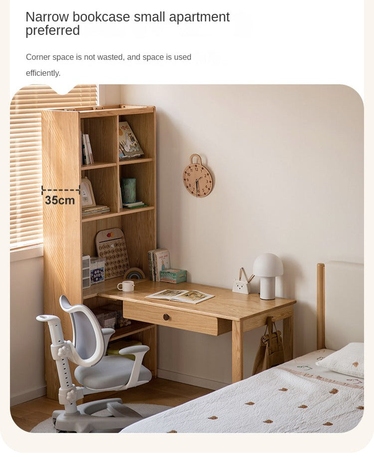 Solid Oak Wood Kids Bookshelf - Sturdy & Safe Book Storage for Toddlers & Children - Perfect for Bedroom, Nursery, or Playroom Organization