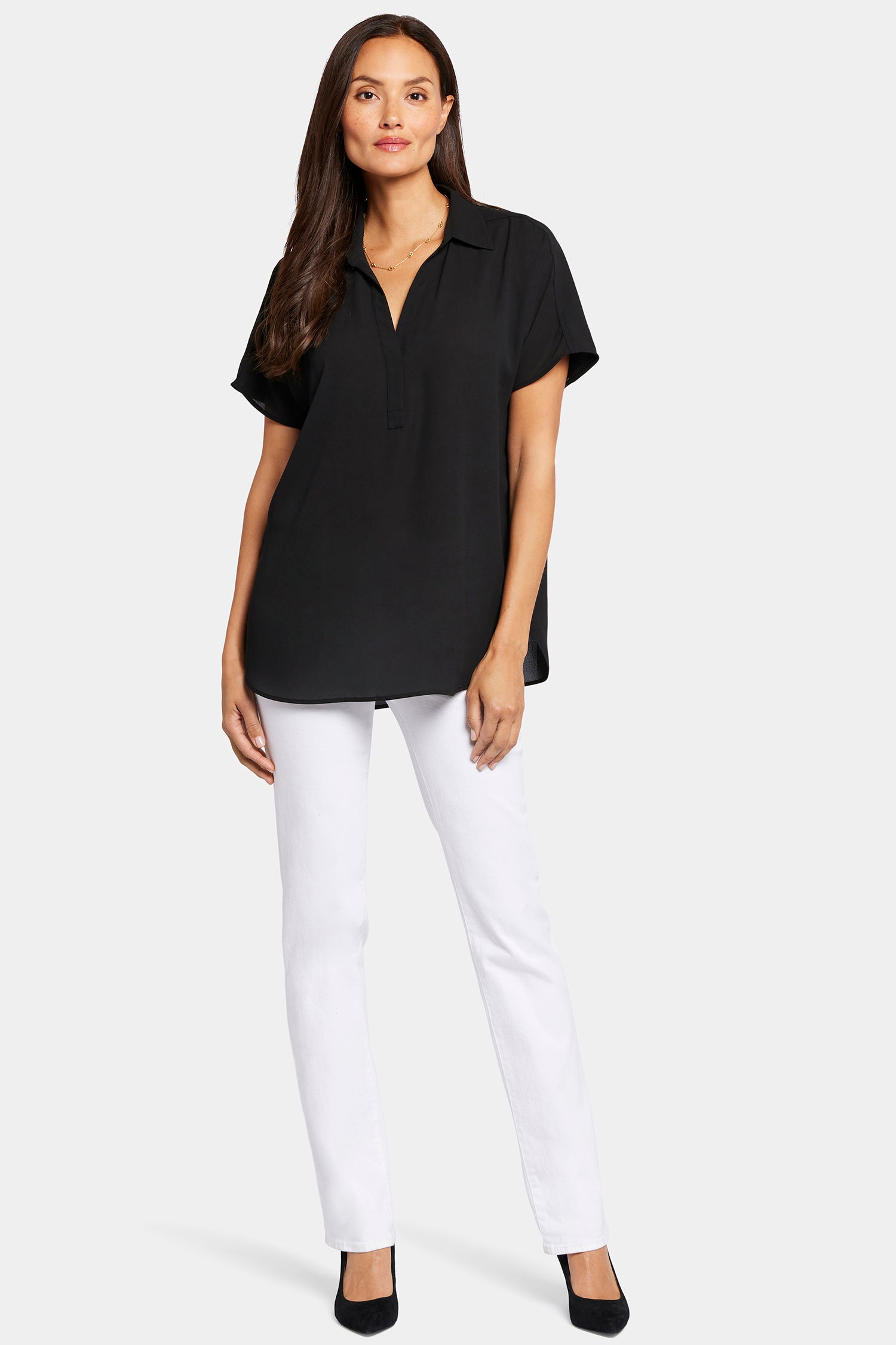 Becky Short Sleeve Blouse for Women - Classic Black Top for Casual Wear, Office & Date Night Outfits
