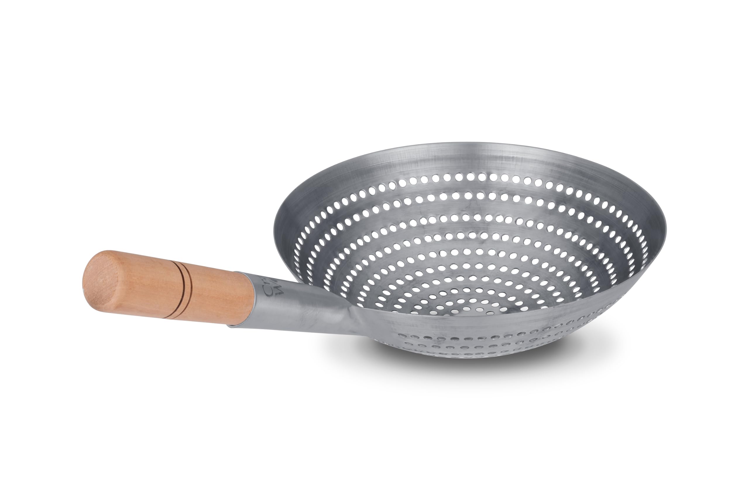 Professional 11-Inch Stainless Steel Deep Fry Basket with Wooden Handle - Durable Kitchen Skimmer for Frying, Cooking & Strainer - Perfect for Restaurants, Home Kitchens & Commercial Use (732W142)
