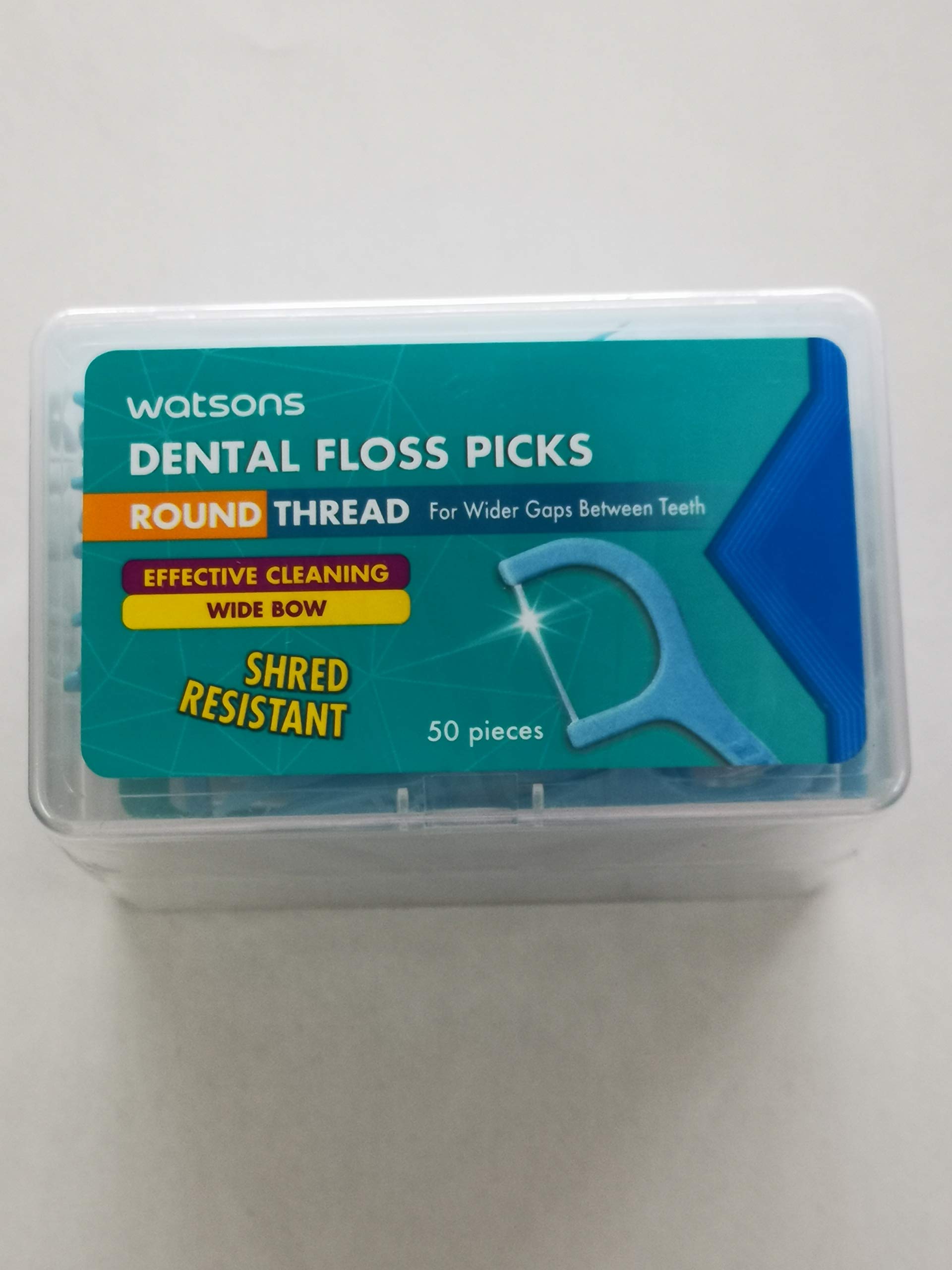 WATSONS Wide Bow Flat Thread Dental Flossers 50 Count (Pack of 2) - Gentle Floss Picks for Tight Teeth, Effectively Removes Food Debris & Plaque with Durable Shred-Resistant Floss - Perfect for Travel, Office & Daily Oral Care