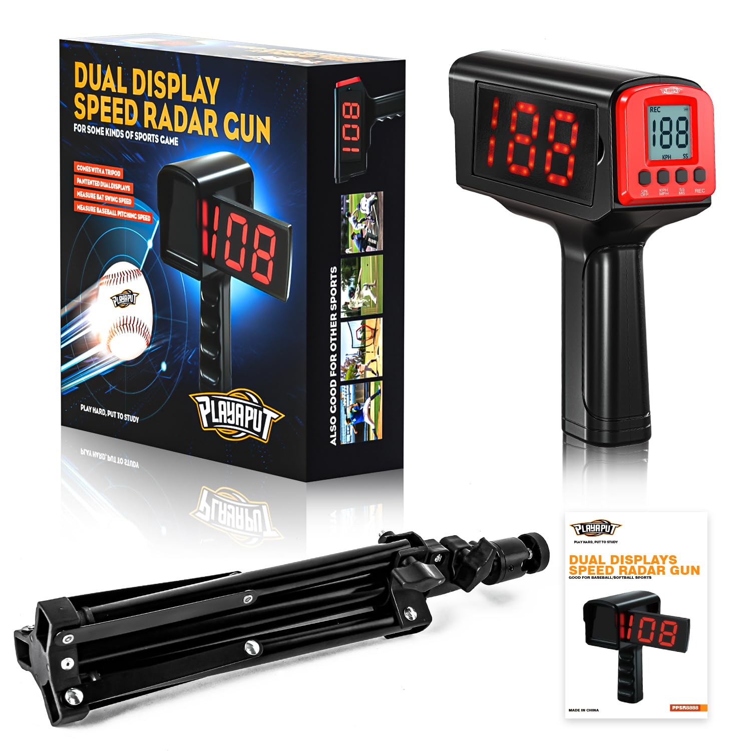 **Baseball Radar Guns for Speed Training - LED & LCD Display Speed Sensor with Handheld & Hands-Free Modes, Tripod Included - Perfect for Baseball Players, Coaches & Practice Sessions**