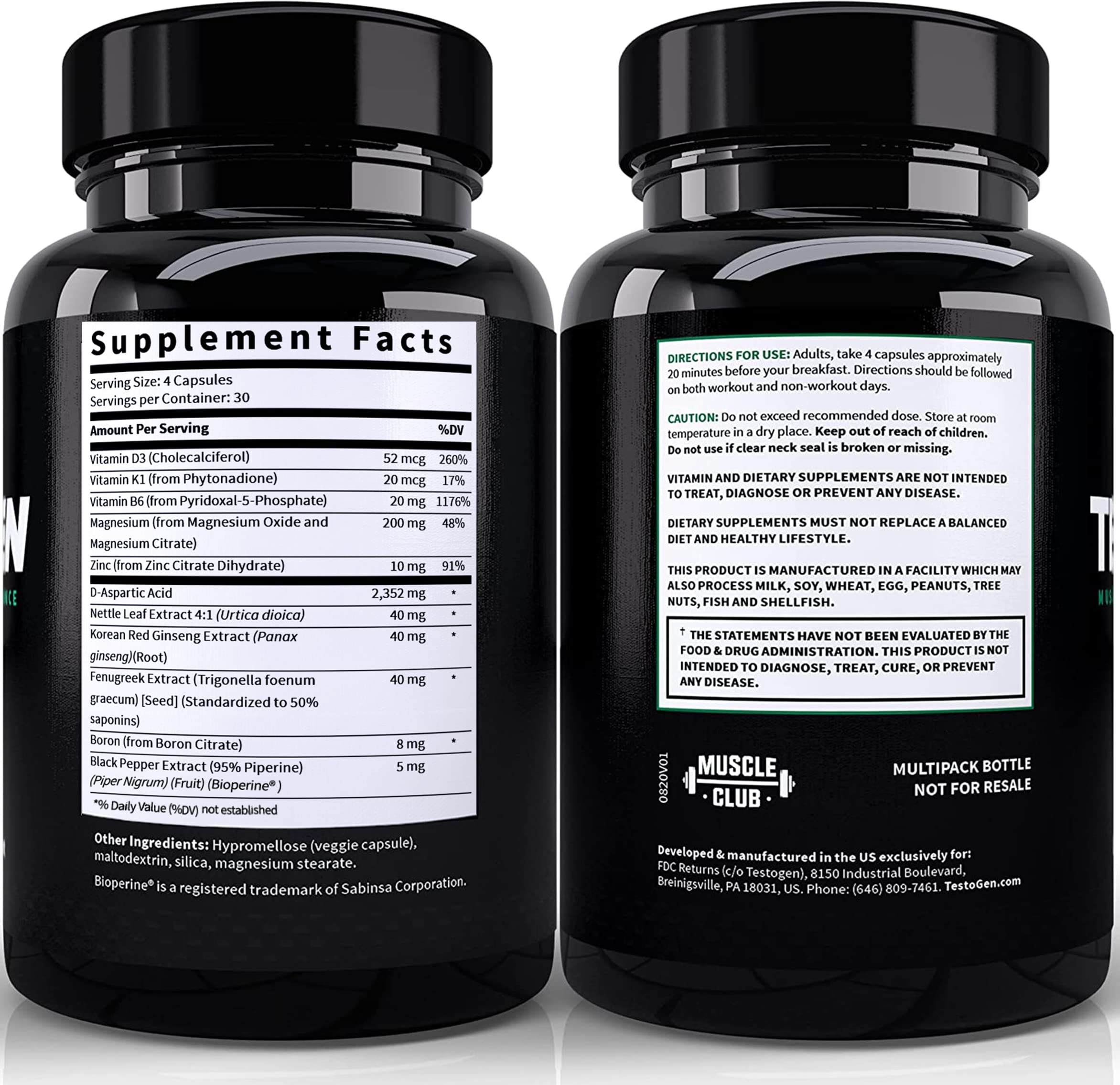 TestoGen Natural Testosterone Booster for Men - Energy, Muscle Growth & Weight Control Supplement - 3 Month Supply - Combat Fatigue & Improve Focus - Ideal for Gym, Workout & Daily Performance