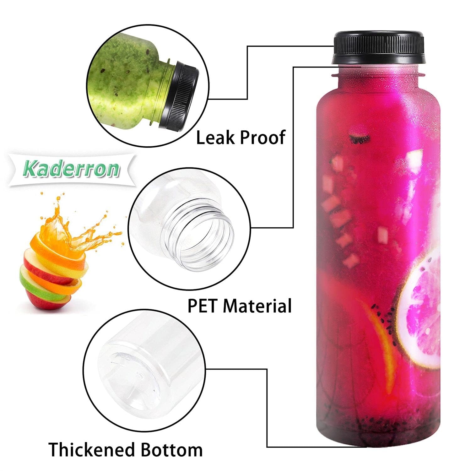 48pcs 8oz Clear PET Plastic Juice Bottles with Black Tamper Evident Lids - Empty Disposable Drink Containers for Juicing, Smoothies, Water & Beverages | Bulk Storage for Home, Restaurant & Catering Use