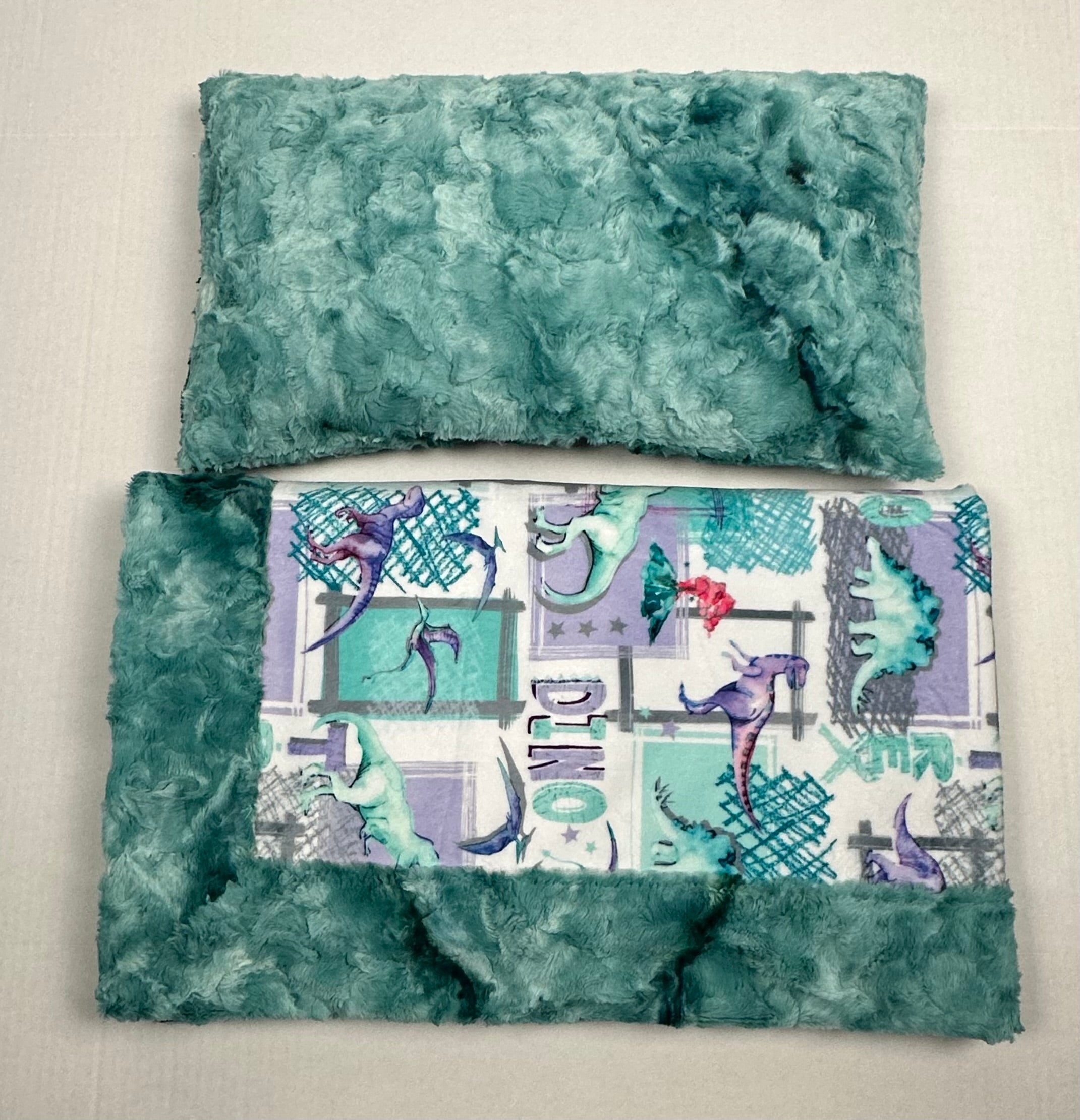 Soft T-Rex Bellflower Spearmint Galaxy Minky Toddler Blanket 44x54 Inches with 13x19 Pillowcase for 12x18 Pillow - Perfect for Nursery, Daycare & Cozy Nap Time