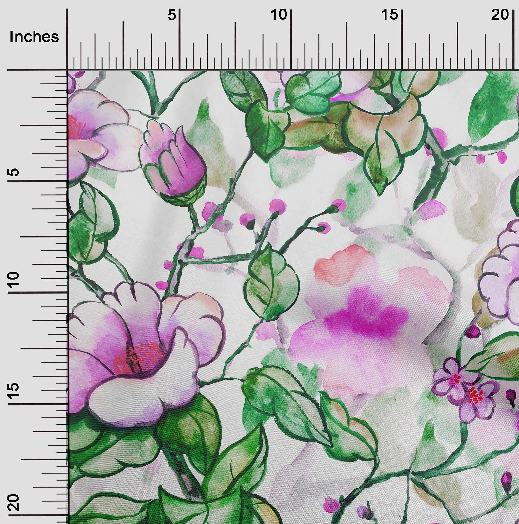 oneOone Cotton Poplin Twill Fuchsia Pink Floral Print Fabric by The Yard - 56 Inch Wide Dress Material for Summer Dresses, Skirts & DIY Sewing Projects